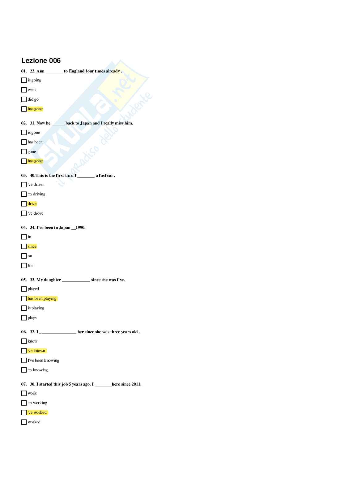 Paniere Lingua inglese (2026) - Risposte multiple corrette Pag. 11