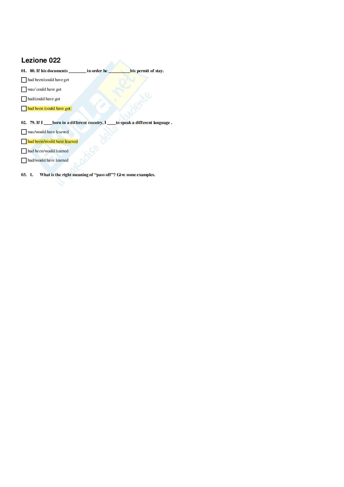 Paniere Lingua inglese (2026) - Risposte multiple corrette Pag. 31