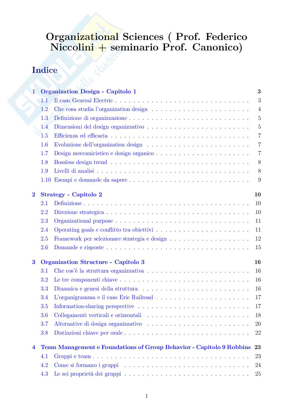 Appunti di Organizational science Pag. 1
