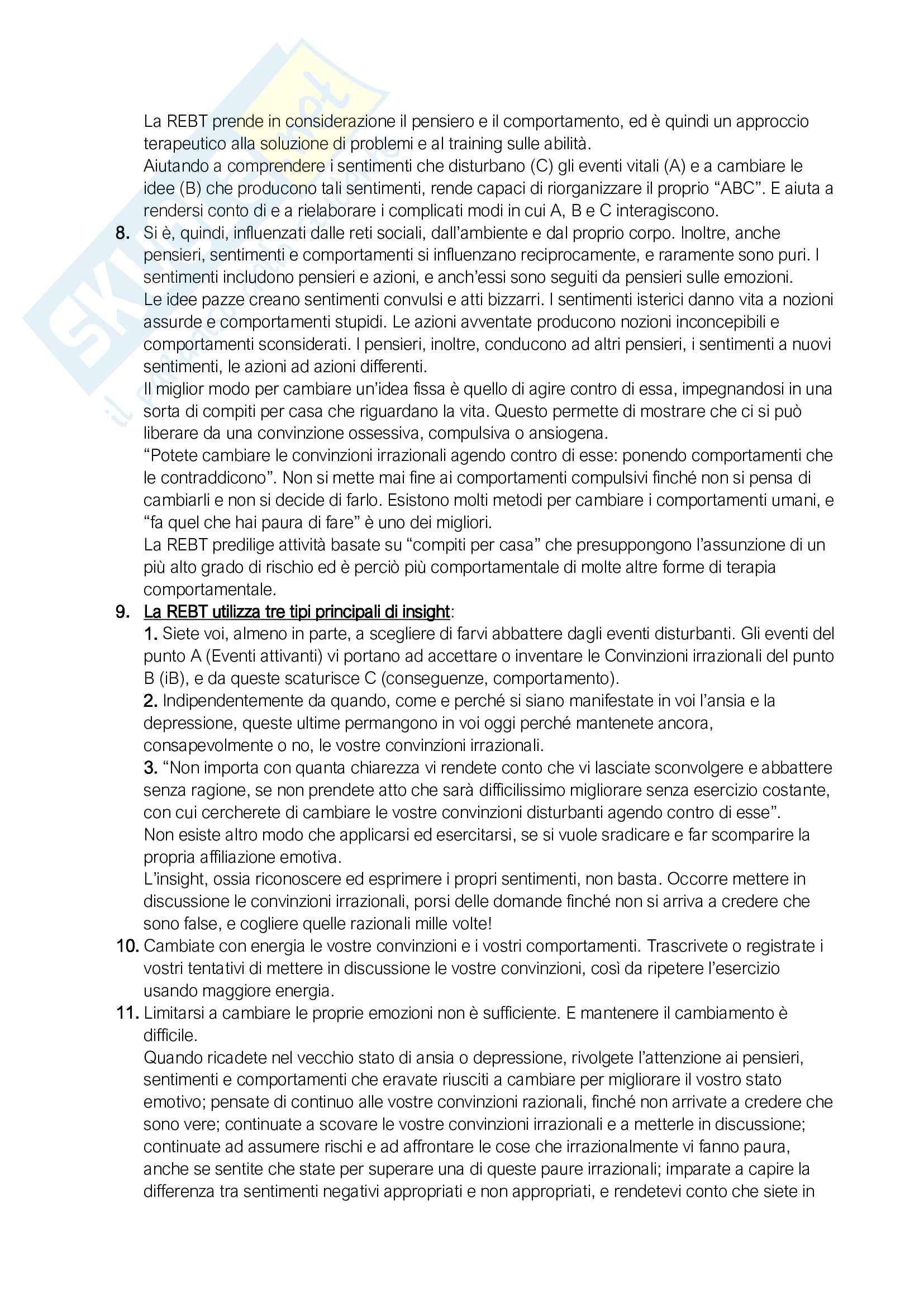 Riassunto esame Logica causale clinica I, prof. De Monte, libro consigliato L'autoterapia razionale emotiva, Ellis Pag. 6