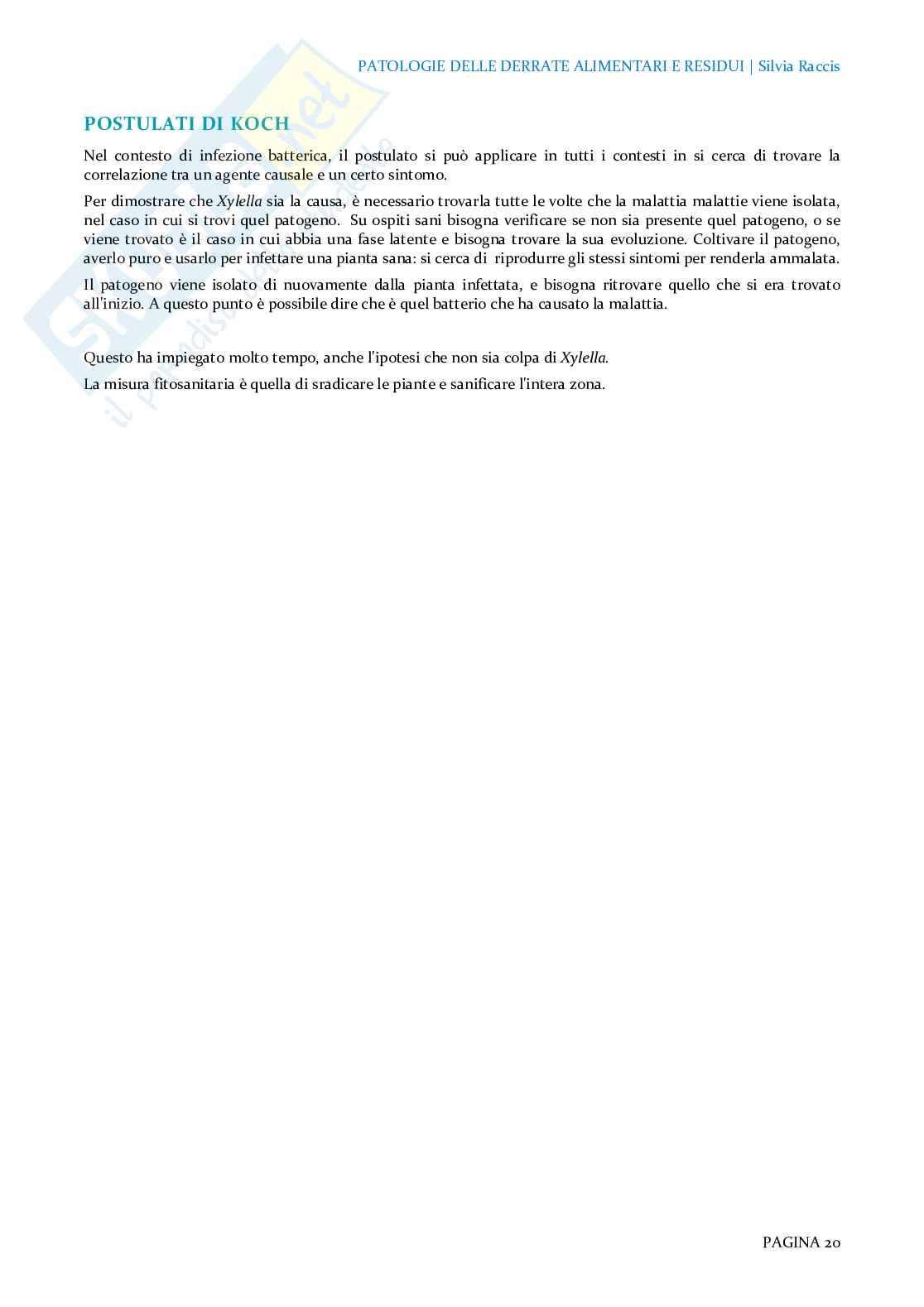 Appunti del modulo Patologia delle derrate alimentari e residui con esempio dell'esercizio presente all'esame Pag. 21