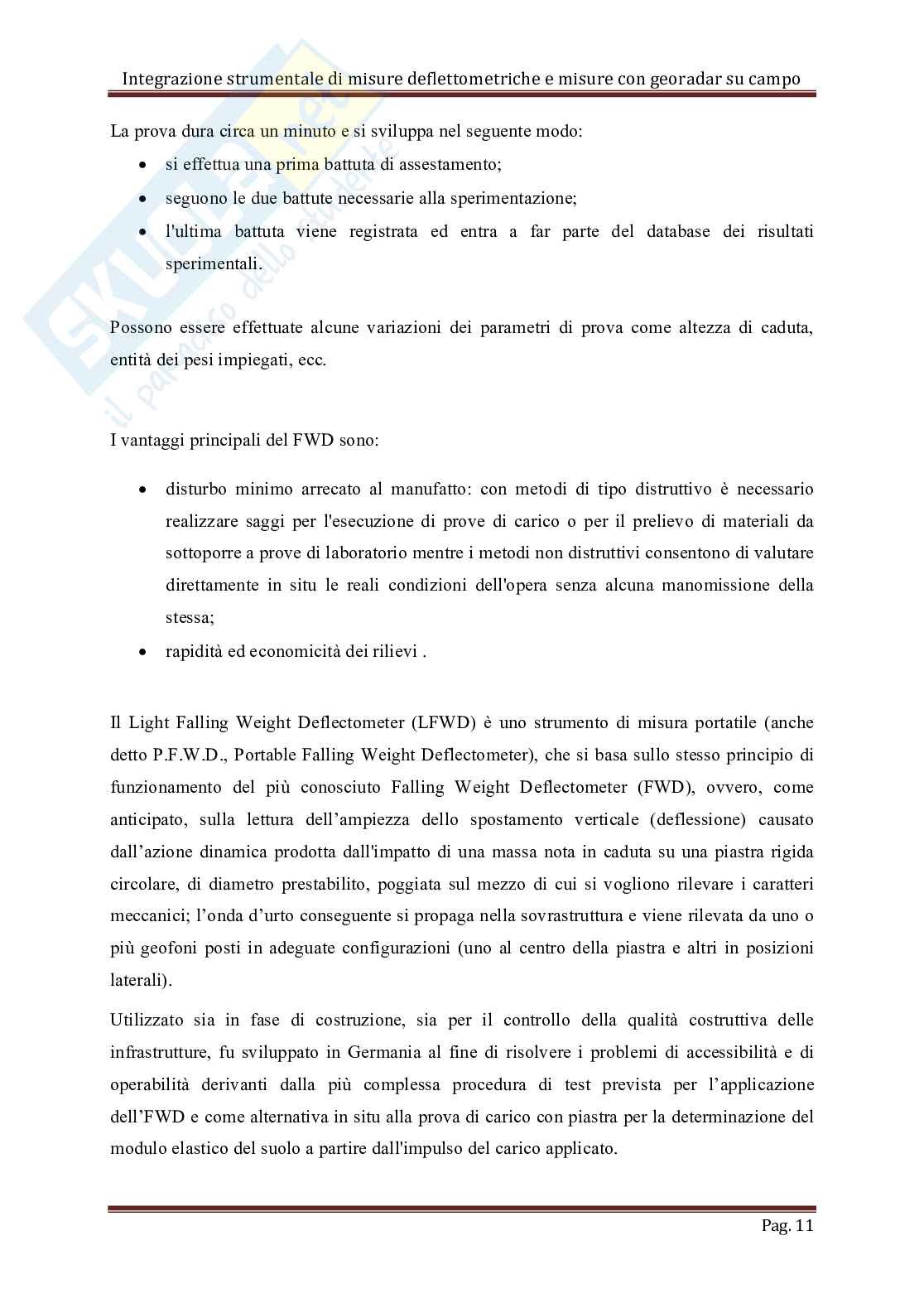Integrazione strumentale di misure deflettometriche e misure con georadar su campo Pag. 11