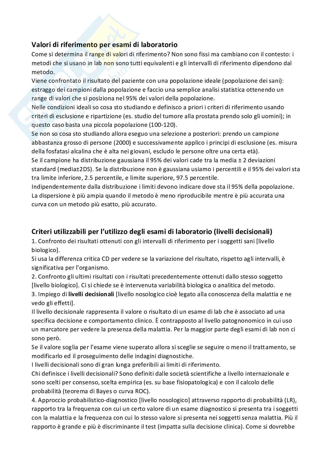 Analisi biochimico-cliniche Pag. 31