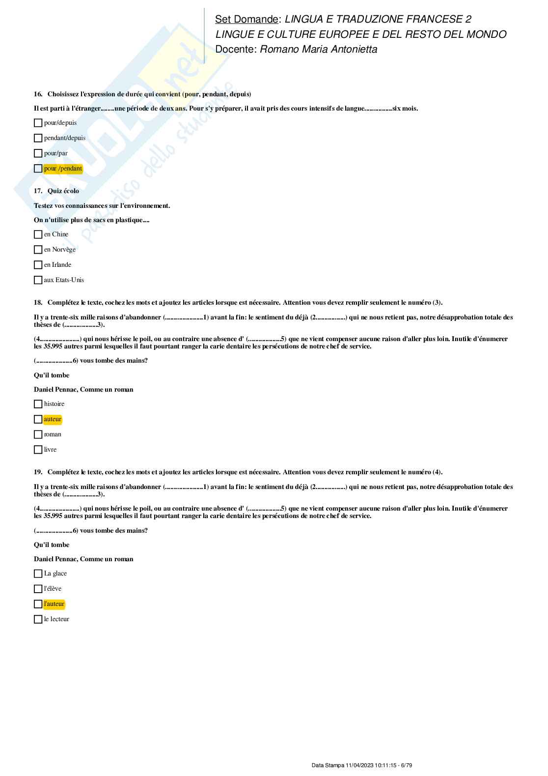 Paniere nuovo completo di Lingua e traduzione francese 2 Pag. 6