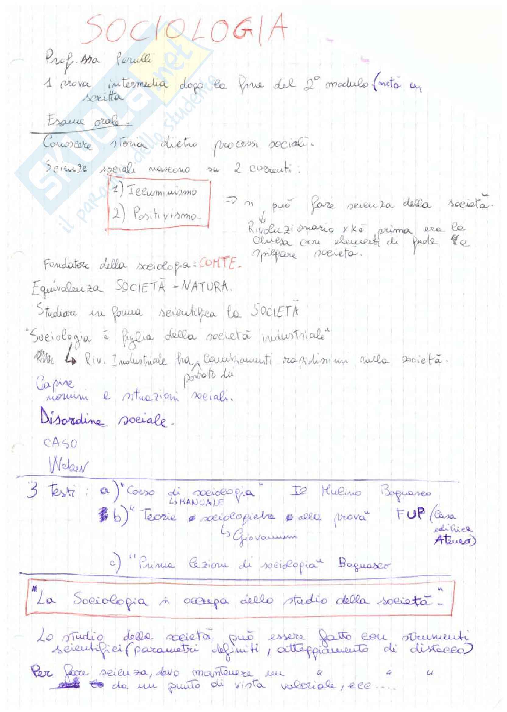 Sociologia generale - Appunti Pag. 1