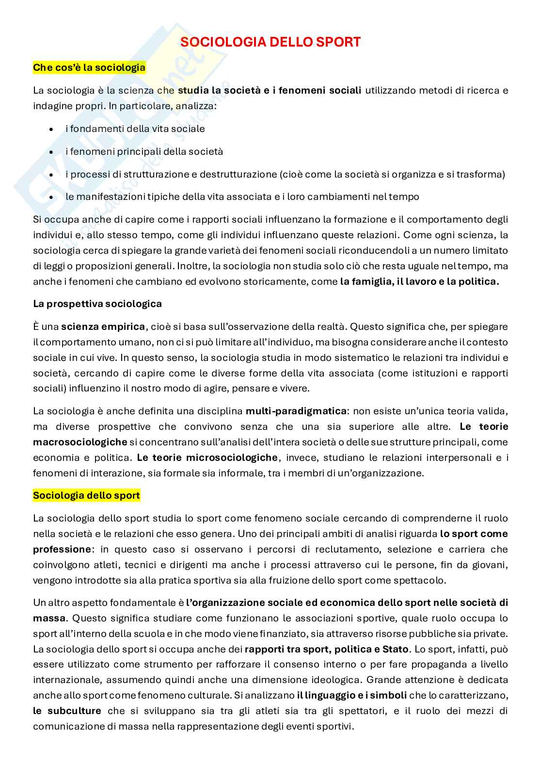 Sociologia dello sport Pag. 1