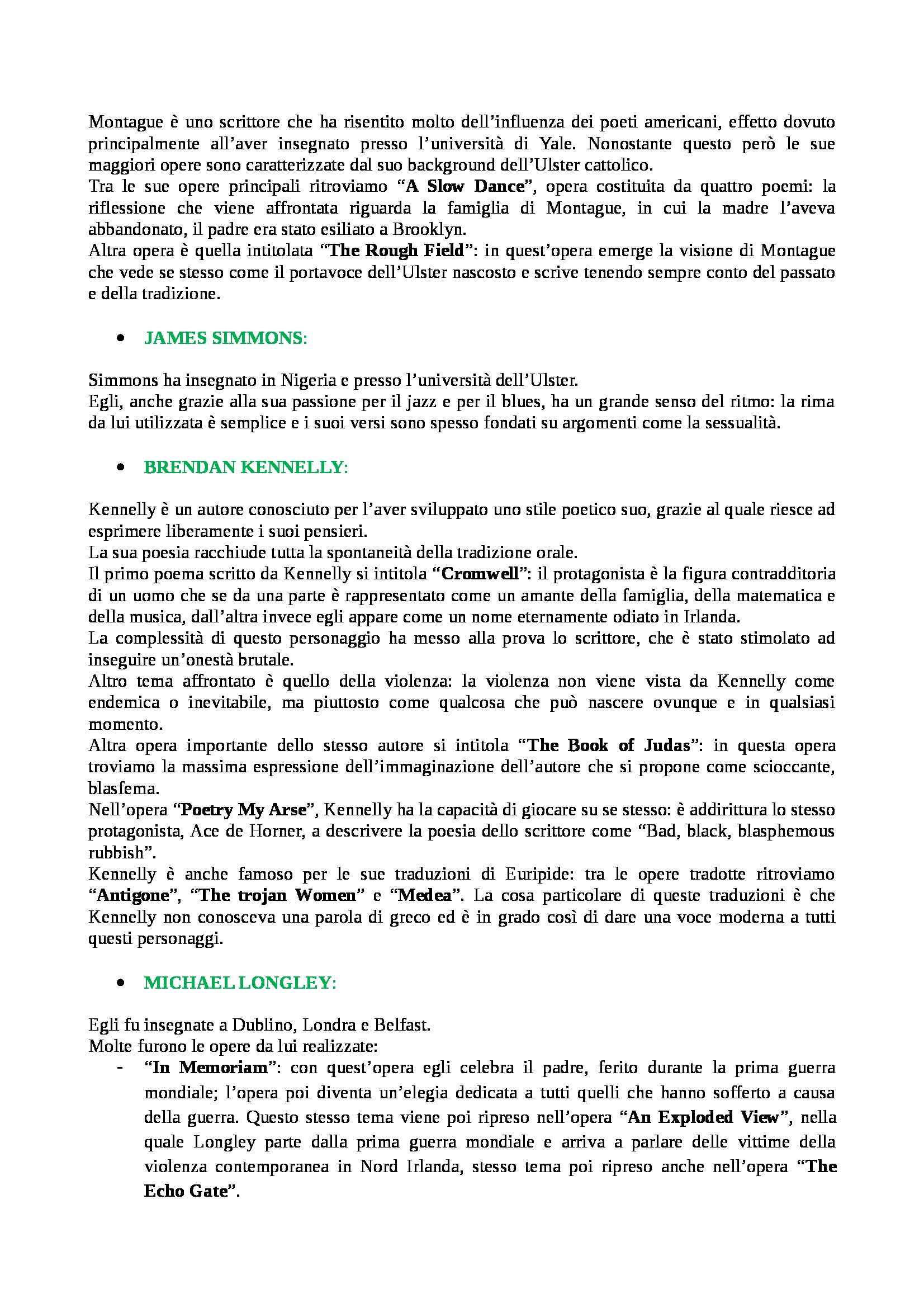 Riassunto Esame Letteratura Inglese Prof Reggiani Libro Consigliato Irish Writers Jeffaires