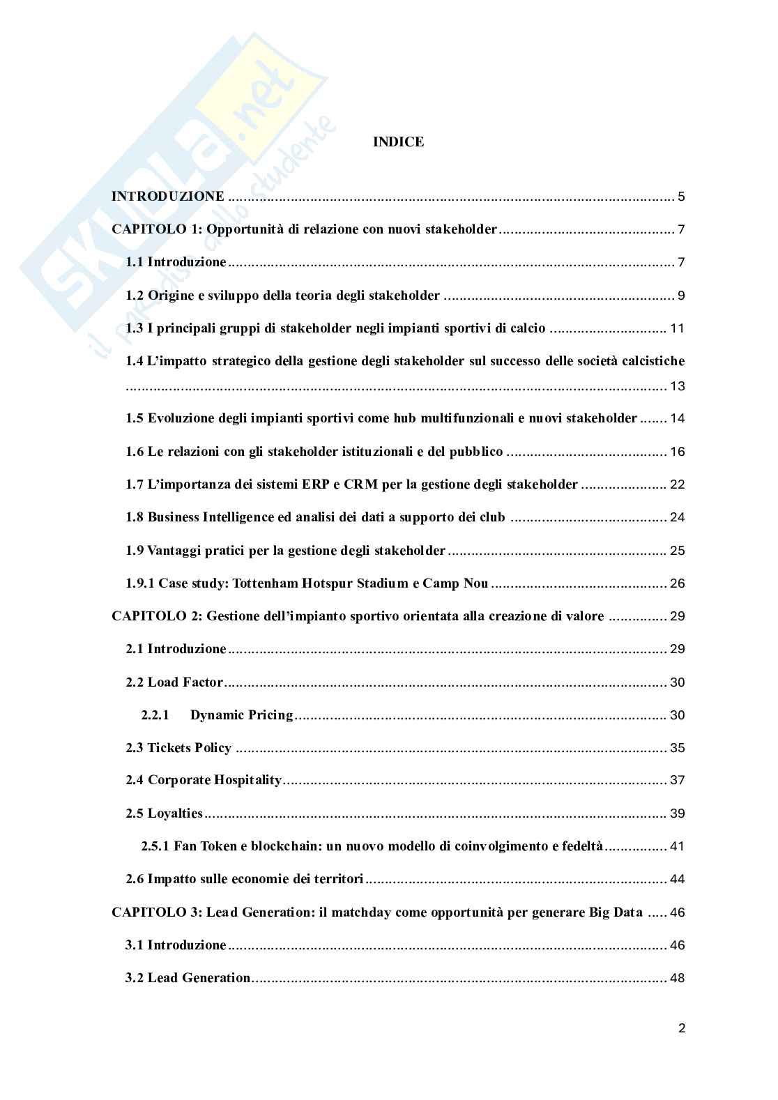 Stakeholder management nel calcio: strategie per il successo economico e sociale delle società sportive Pag. 2
