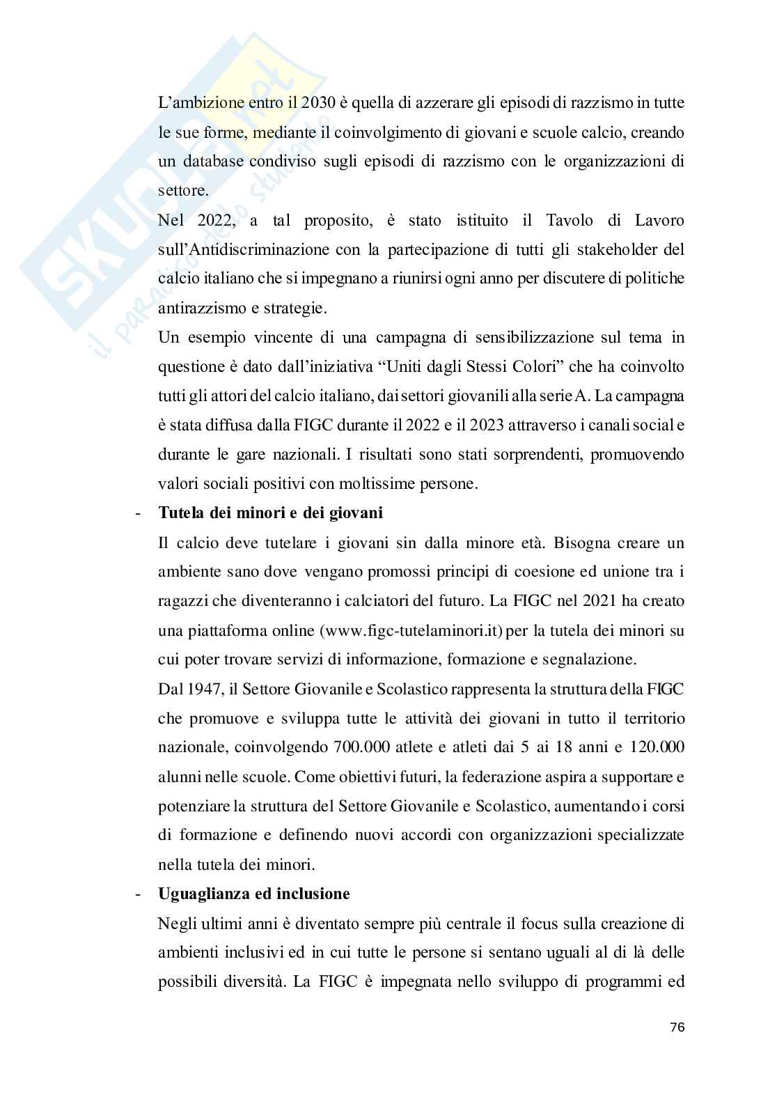 Stakeholder management nel calcio: strategie per il successo economico e sociale delle società sportive Pag. 76