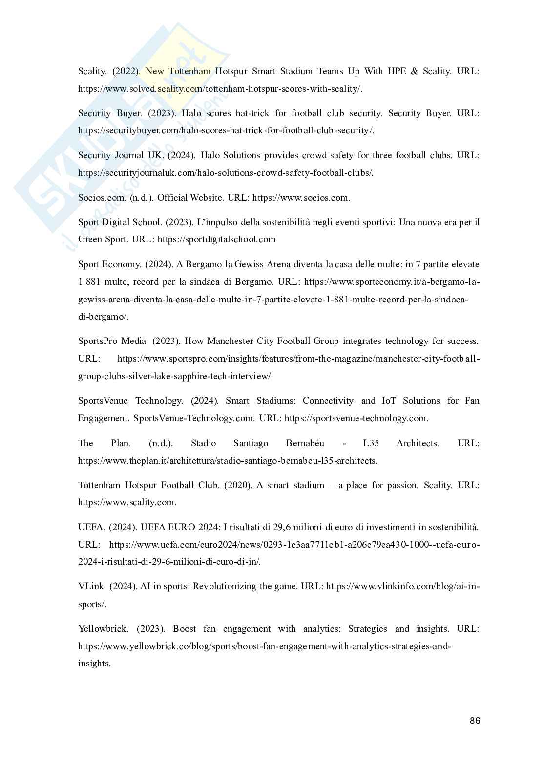 Stakeholder management nel calcio: strategie per il successo economico e sociale delle società sportive Pag. 86