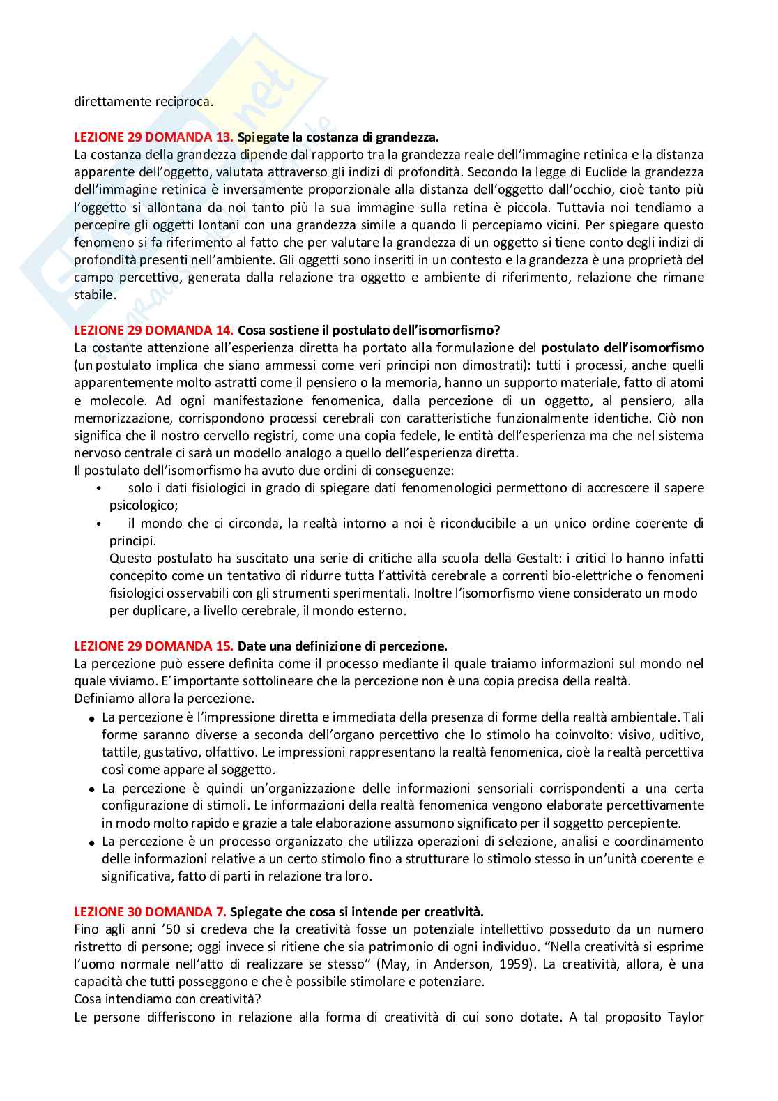 Paniere Psicologia del pensiero - risposte aperte Pag. 21