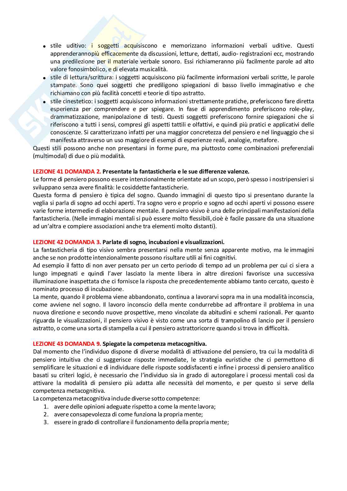Paniere Psicologia del pensiero - risposte aperte Pag. 31