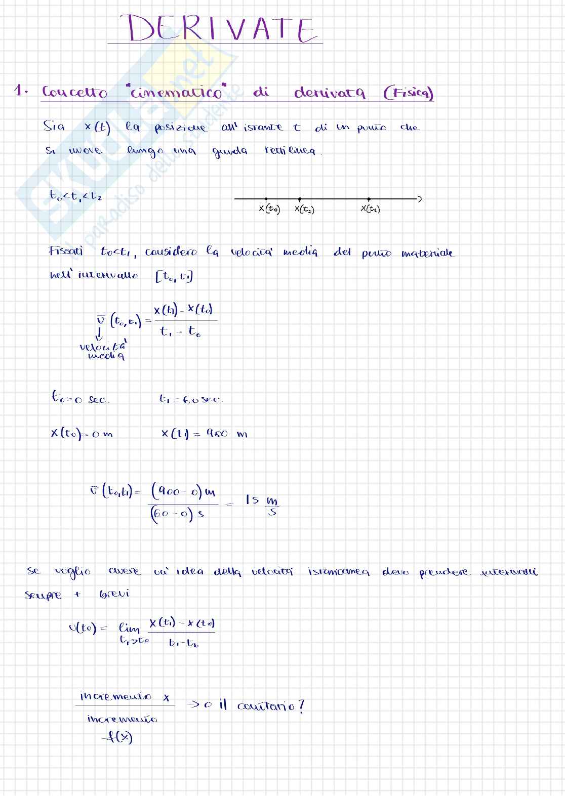 Appunti del corso di Analisi matematica I sulle derivate - parte 1 Pag. 1