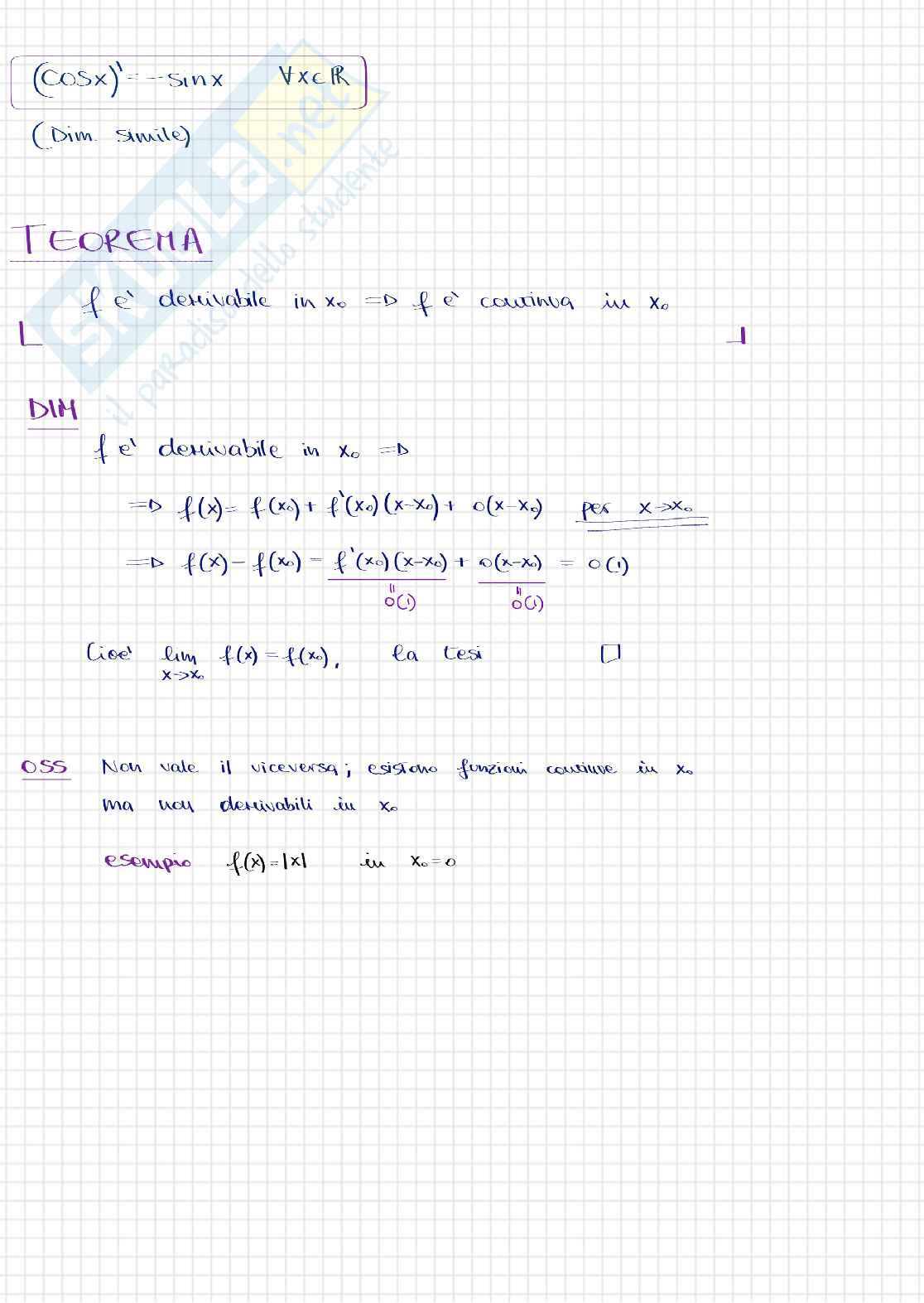 Appunti del corso di Analisi matematica I sulle derivate - parte 1 Pag. 11