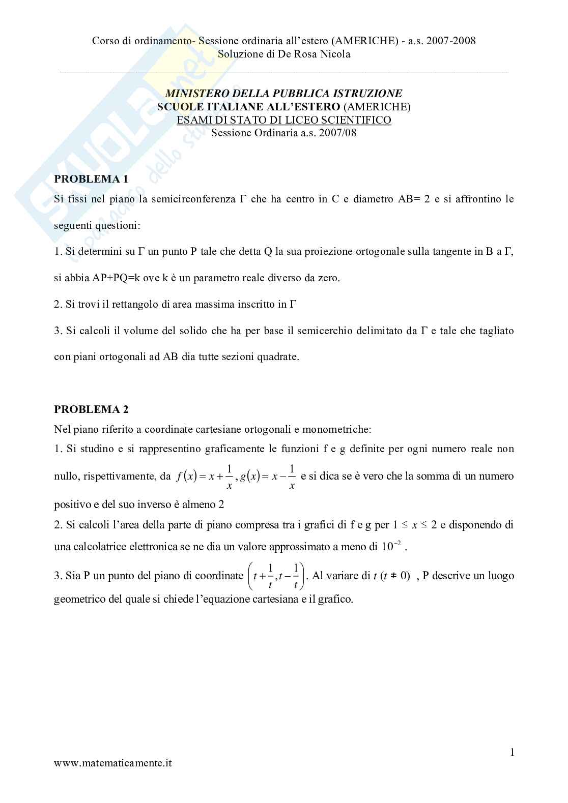 2008 - Liceo scientifico, scuole italiane all'estero (Americhe) Pag. 1