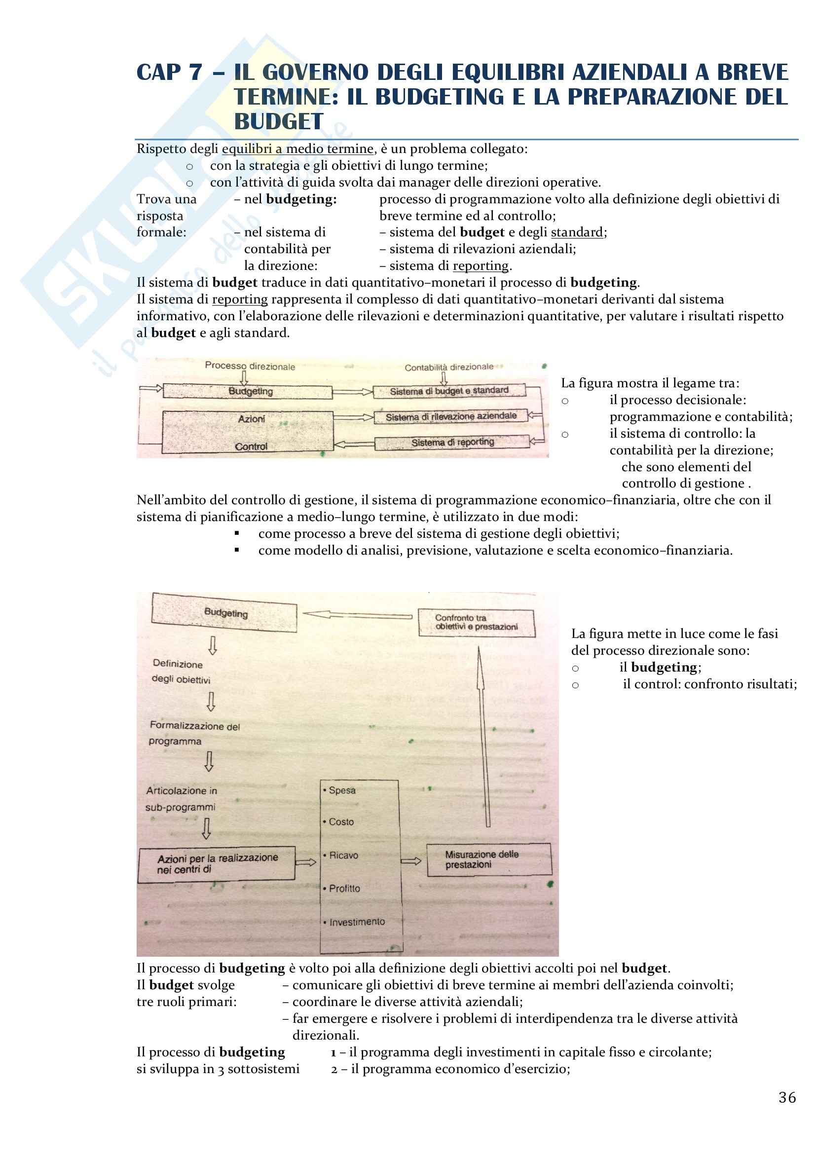 Riassunto esame Programmazione e controllo, prof. Cescon, libro consigliato Analisi finanziaria per il controllo di gestione, Cescon Pag. 36