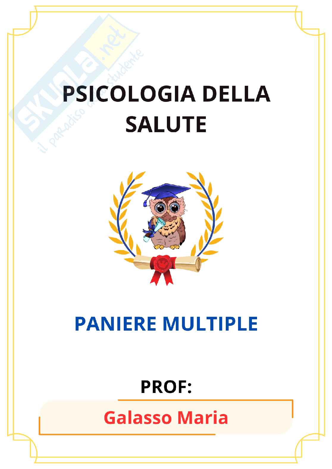 Paniere Psicologia della salute (2026) - Risposte multiple corrette Pag. 1
