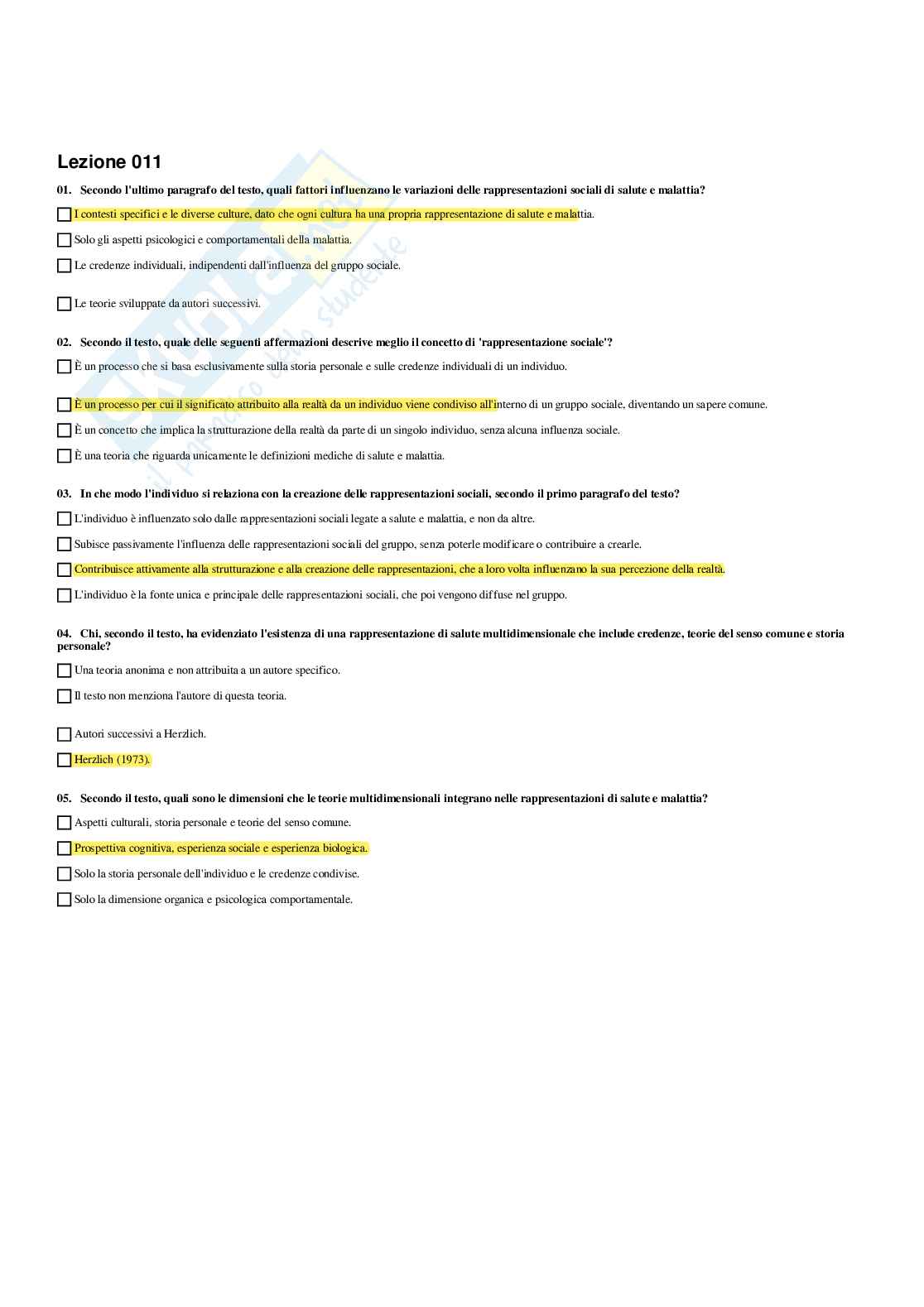 Paniere Psicologia della salute (2026) - Risposte multiple corrette Pag. 11