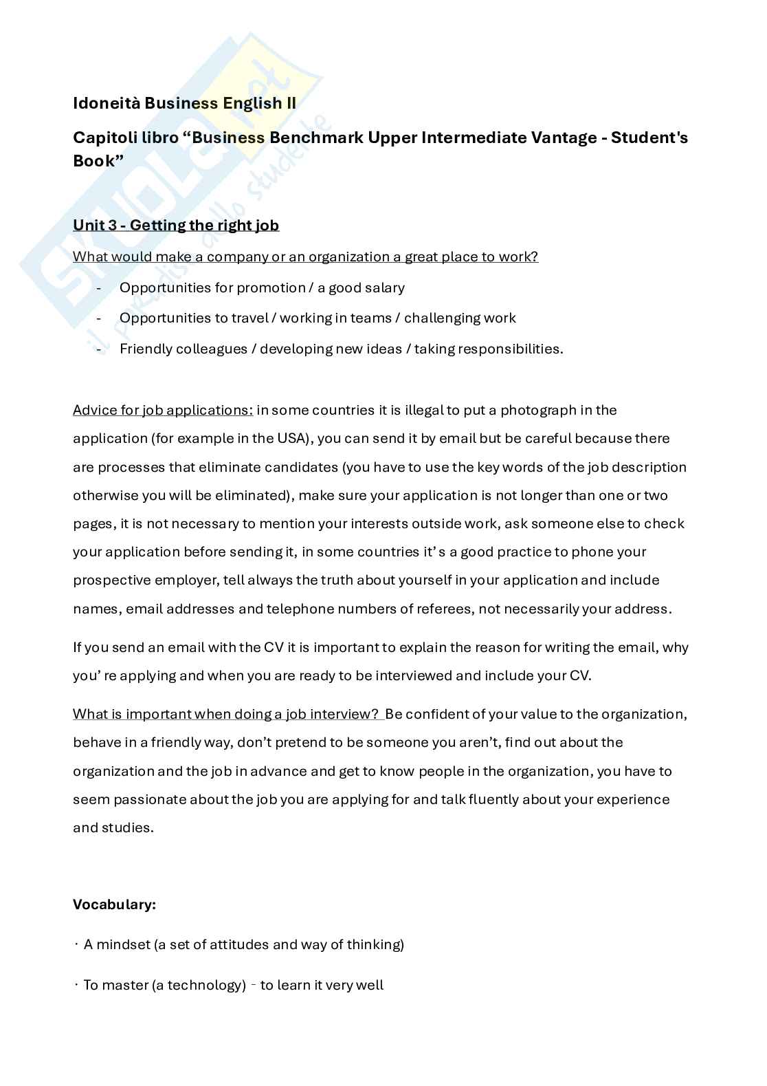 Business English II Pag. 1