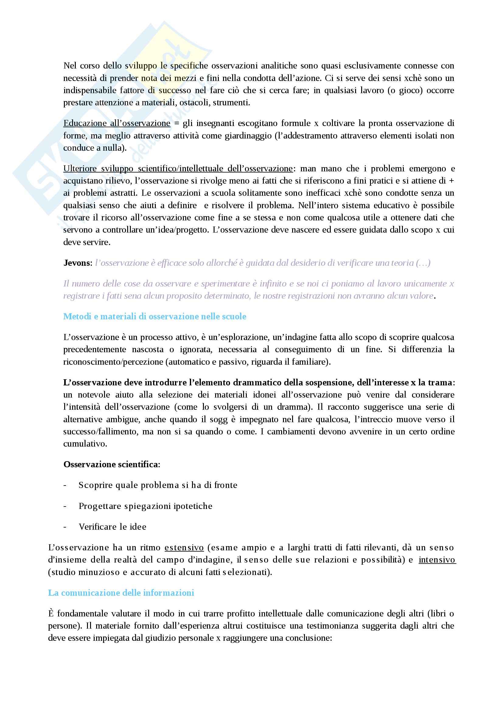 Riassunto esame Pedagogia, prof. Piacenza, libro consigliato Come pensiamo, Dewey Pag. 26