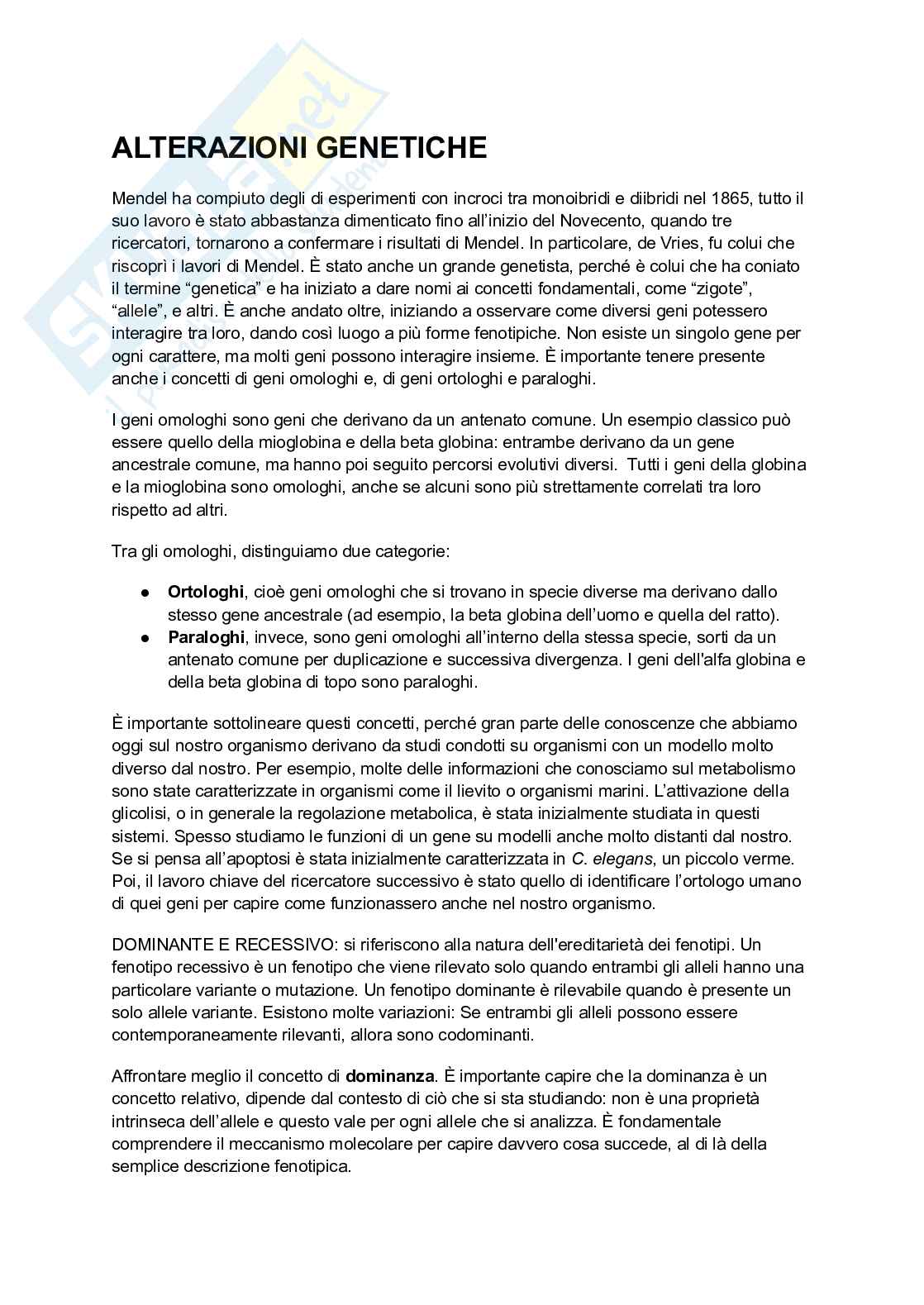 Alterazioni genetiche Pag. 1