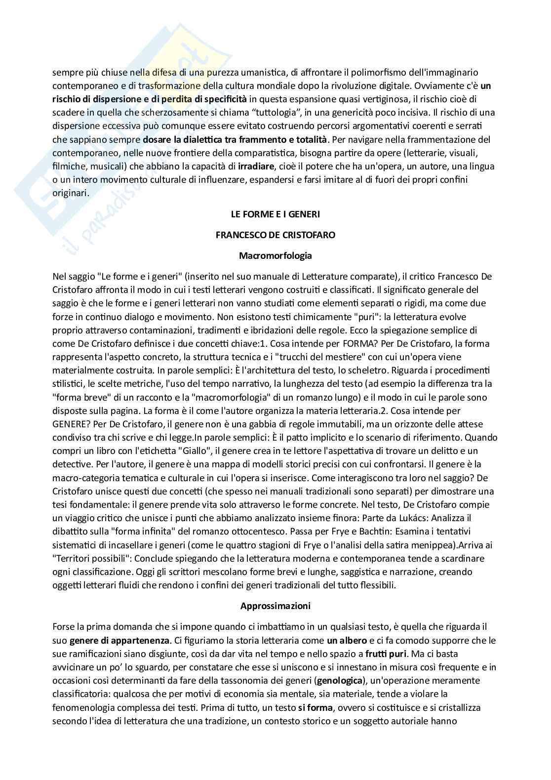 Riassunto esame Letterature moderne comparate, Prof. De Cristofaro Francesco, libro consigliato Letterature comparate, De Cristofaro Pag. 6