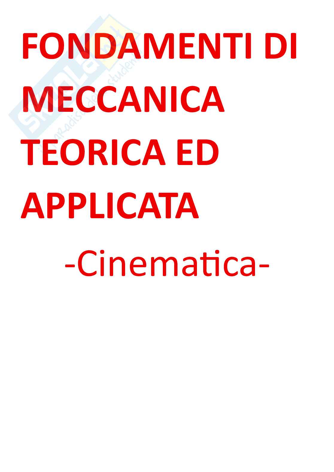 Fondamenti di meccanica teorica ed applicata (parte 1) - Cinematica del punto materiale Pag. 1