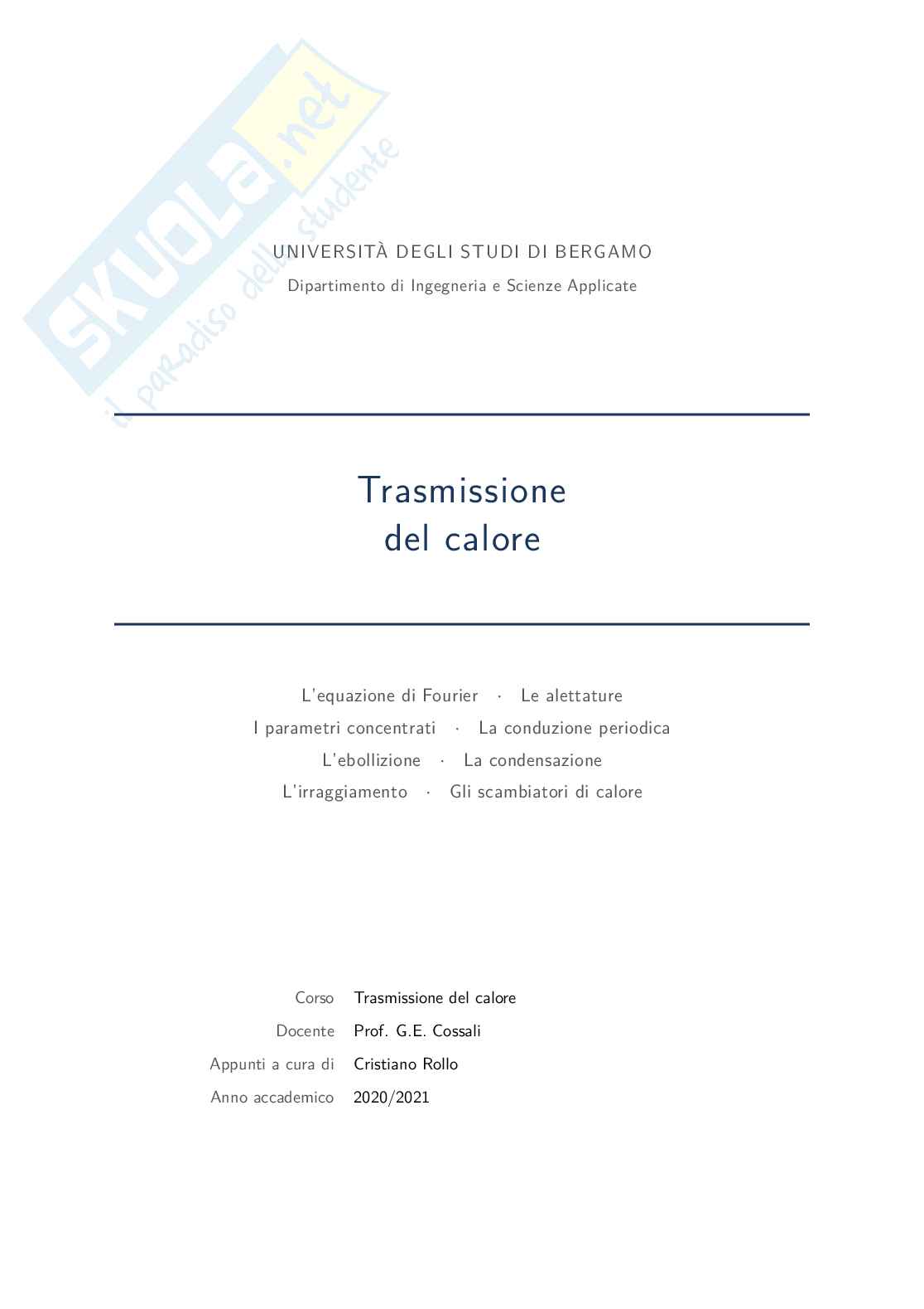 Appunti Trasmissione del calore Pag. 1