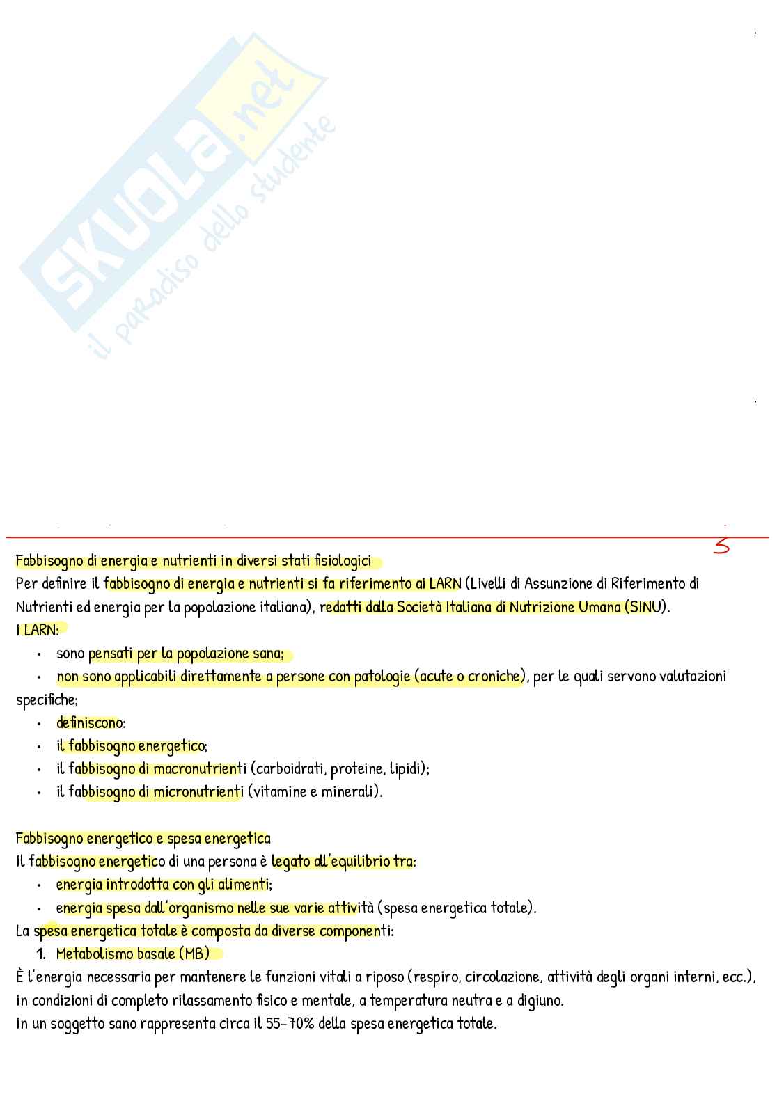 Appunti scritti di Nutrizione umana  Pag. 1