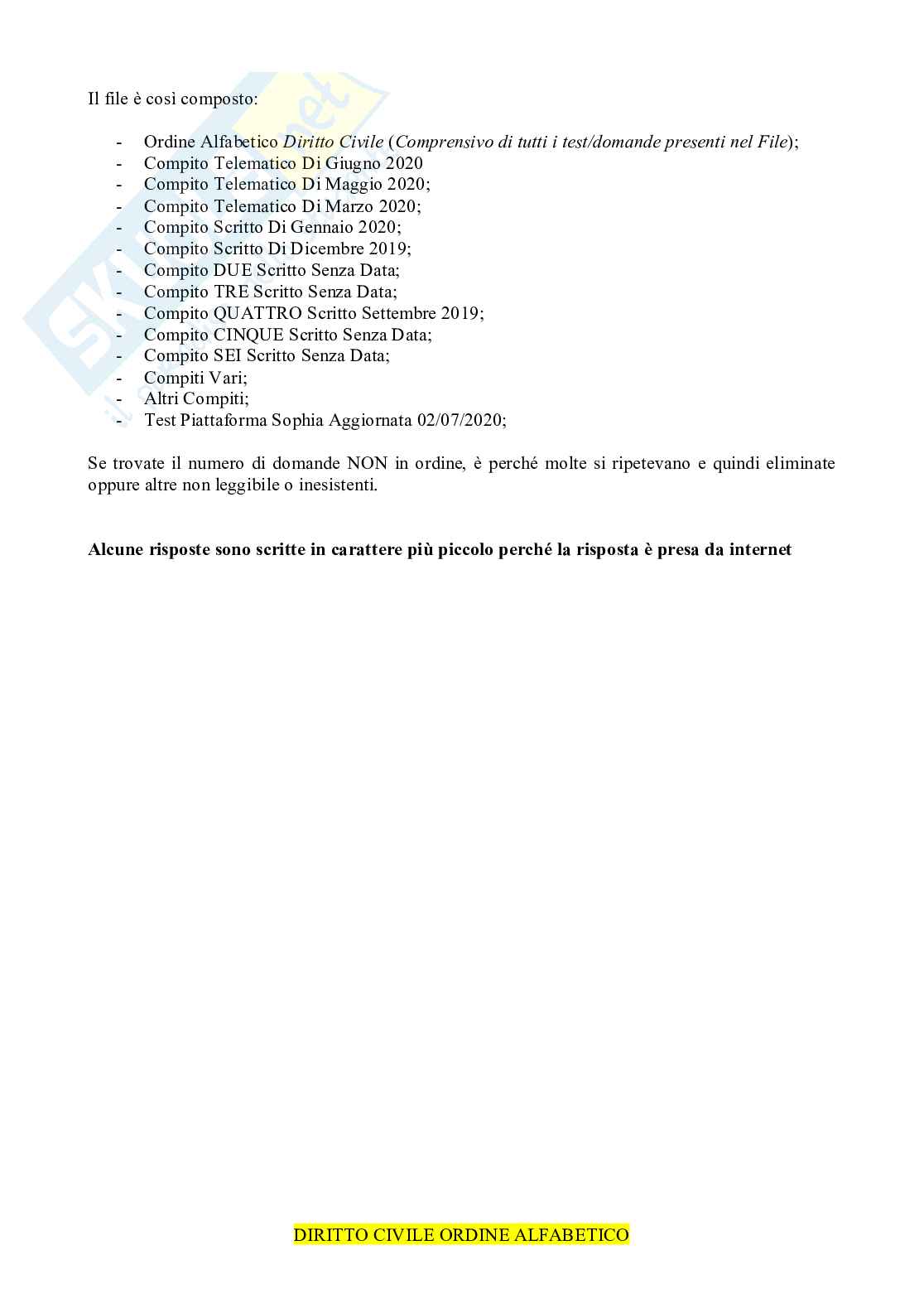 Paniere aggiornato Diritto civile per concorsi pubblici da funzionario tecnico diplomato e laureato Pag. 1