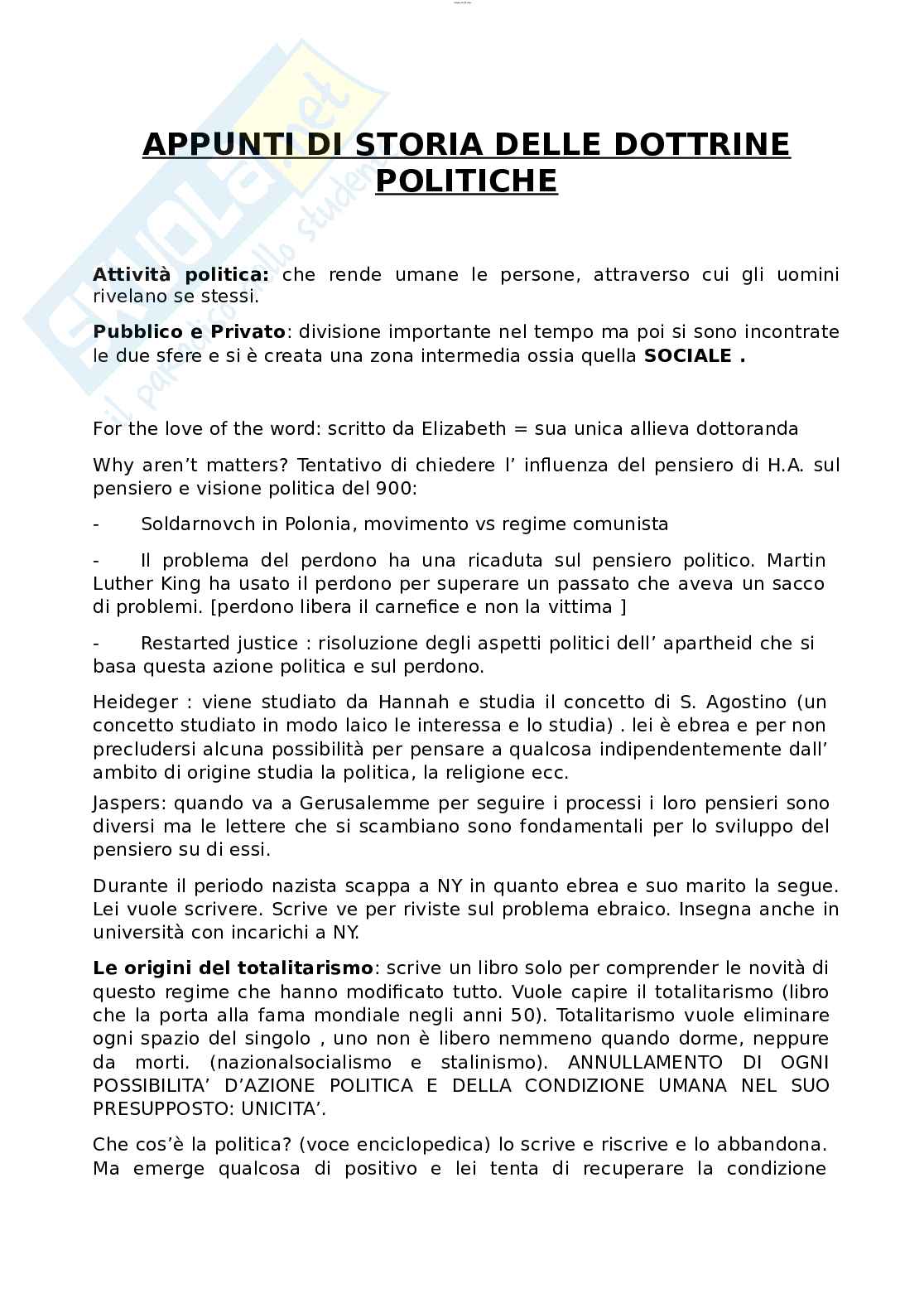 Appunti di Storia delle dottrine politiche Pag. 1