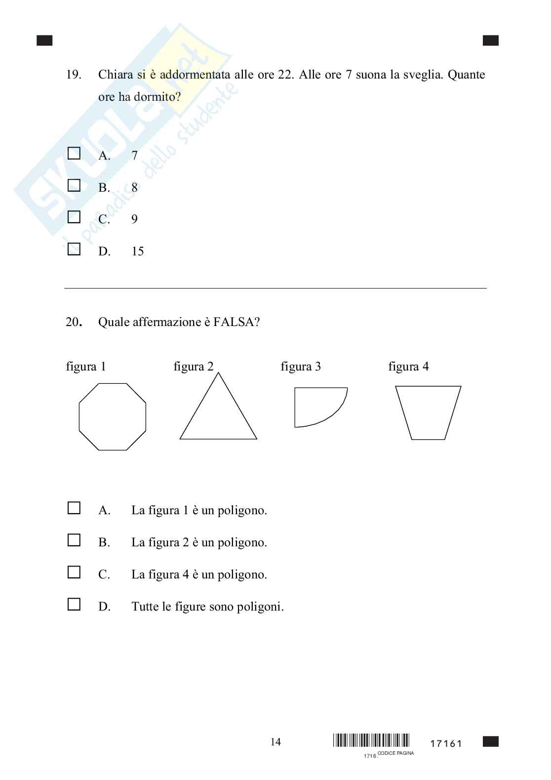 Classe IV - Prova invalsi di matematica a.s. 2003-2004 Pag. 16