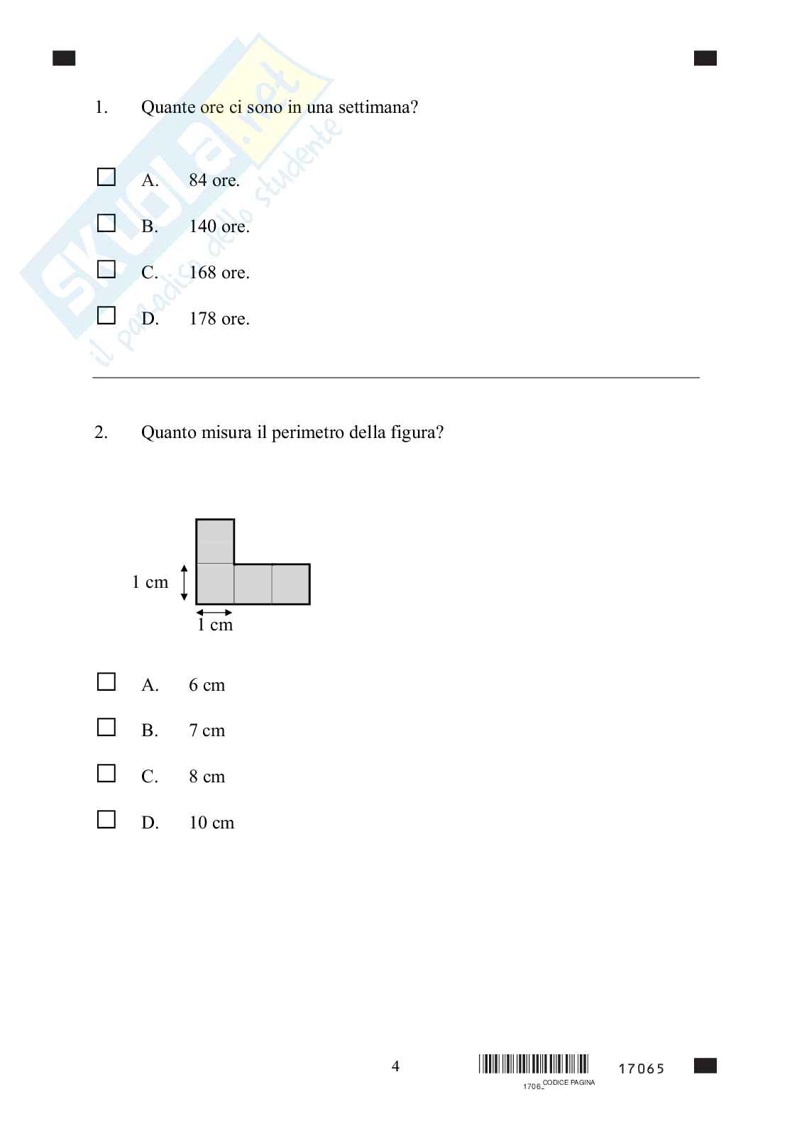 Classe IV - Prova invalsi di matematica a.s. 2003-2004 Pag. 6