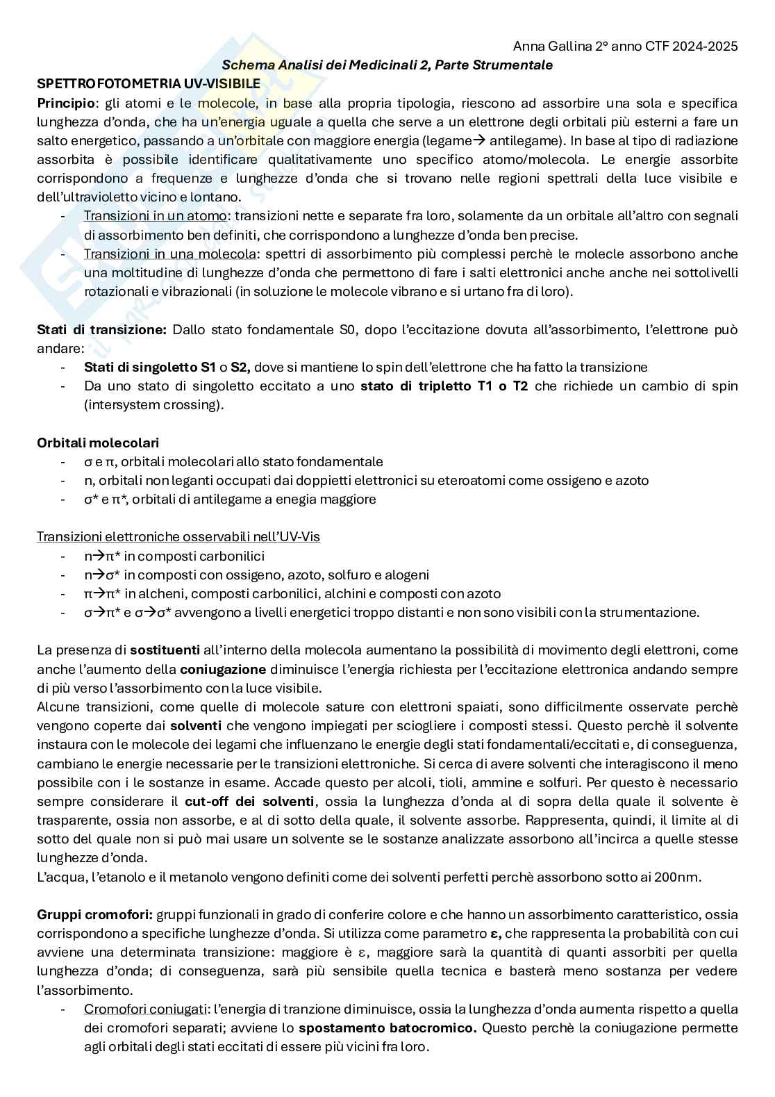 Schemi della parte strumentale - Analisi dei medicinali 2 Pag. 1