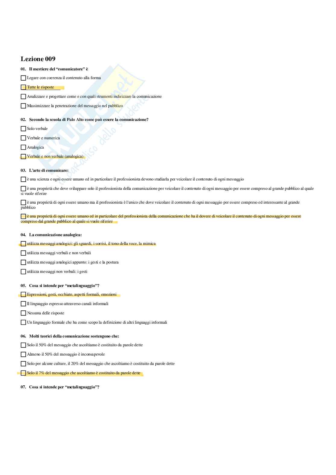 Paniere Organizzazione di eventi e ufficio stampa - Risposte multiple - aggiornato (2025) Pag. 11