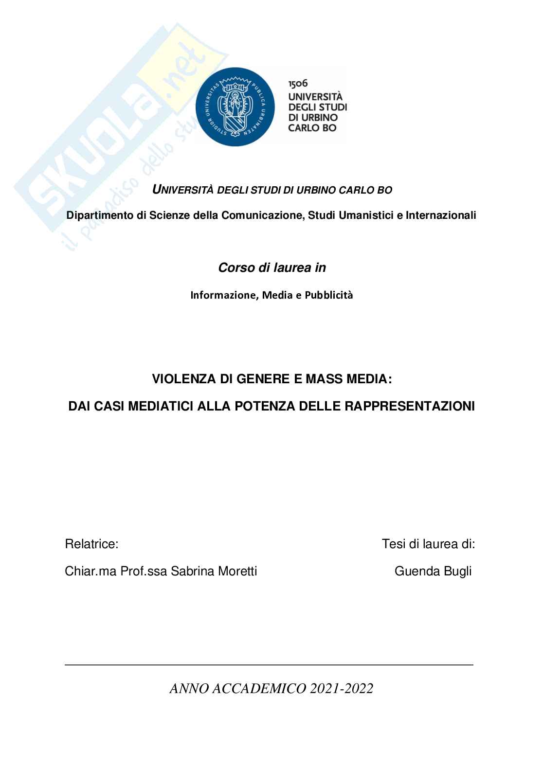 Violenza di genere e mass media: dai casi mediatici alla potenza delle rappresentazioni  Pag. 1