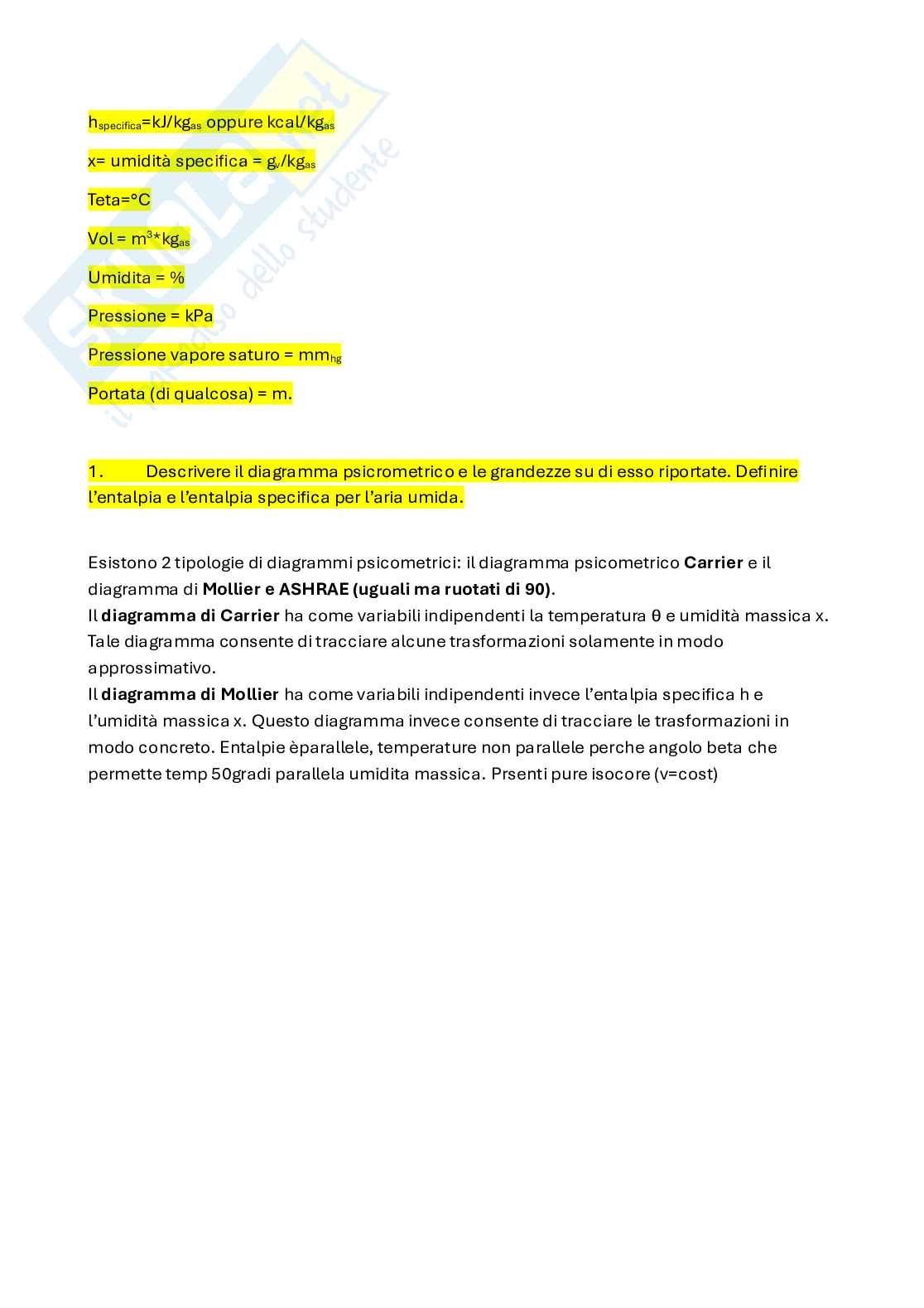 Domande esame Complementi di fisica dell'edificio con risposte complete Pag. 1