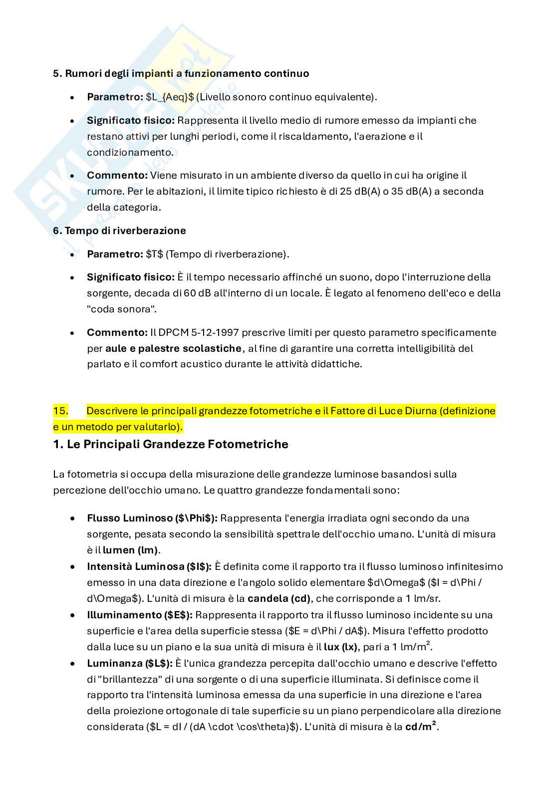 Domande esame Complementi di fisica dell'edificio con risposte complete Pag. 31