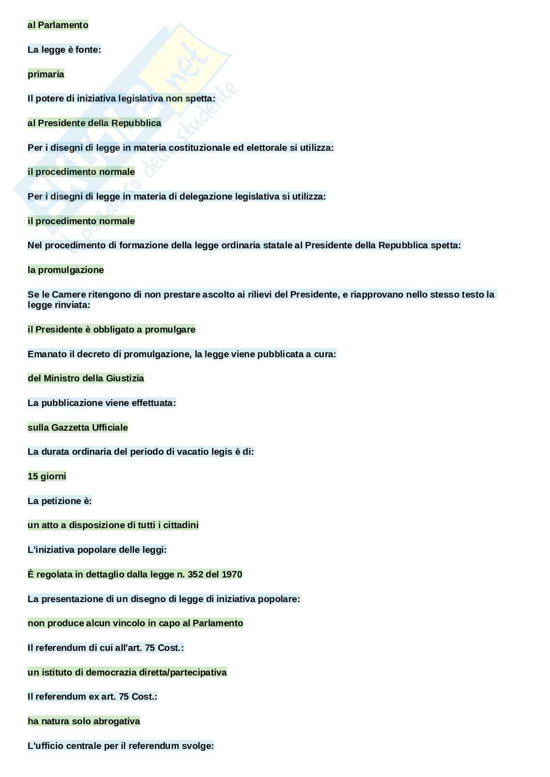 Paniere Diritto costituzionale aggiornato e completo con domande extra Pag. 16
