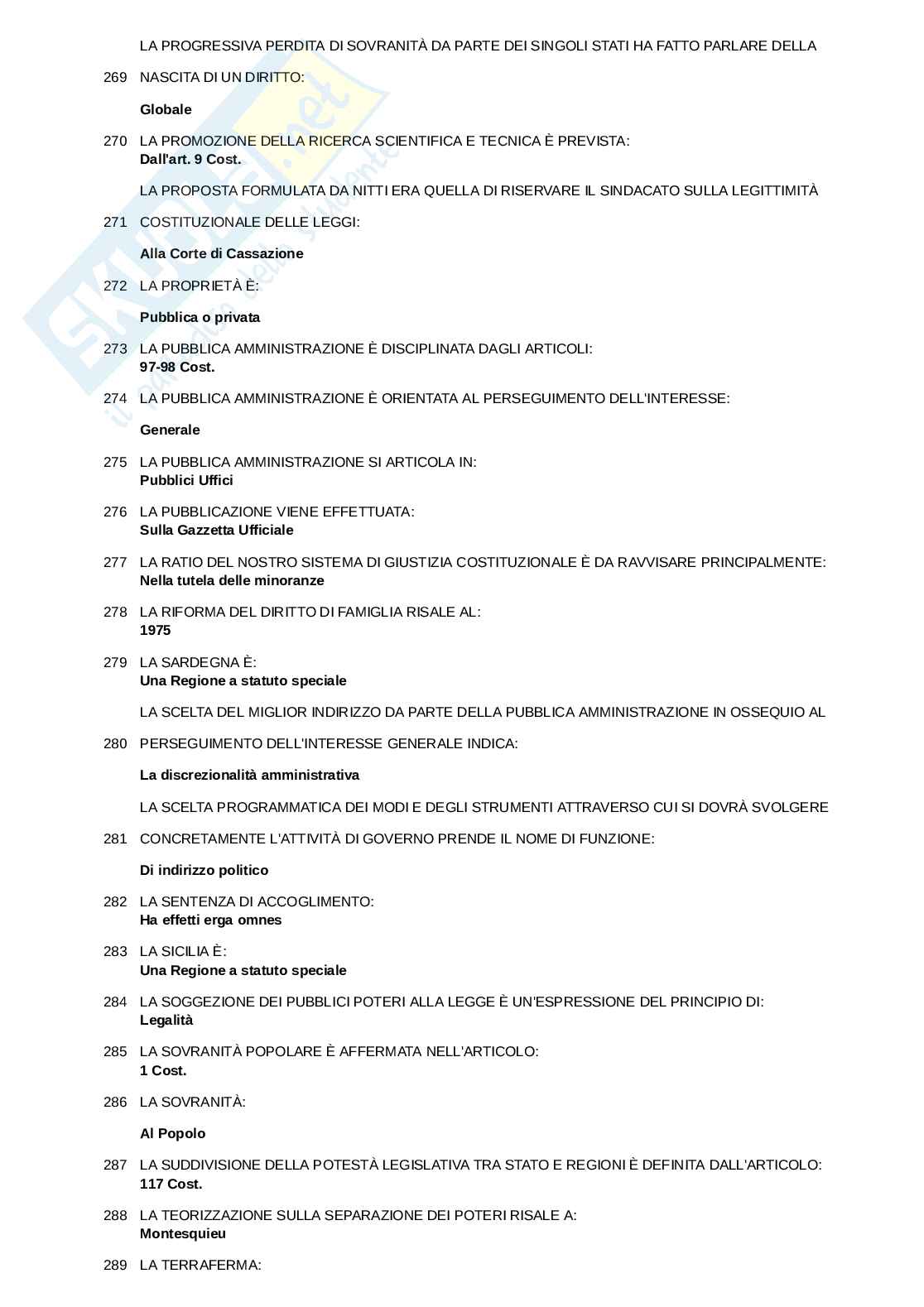 Paniere Diritto costituzionale aggiornato e completo con domande extra Pag. 61
