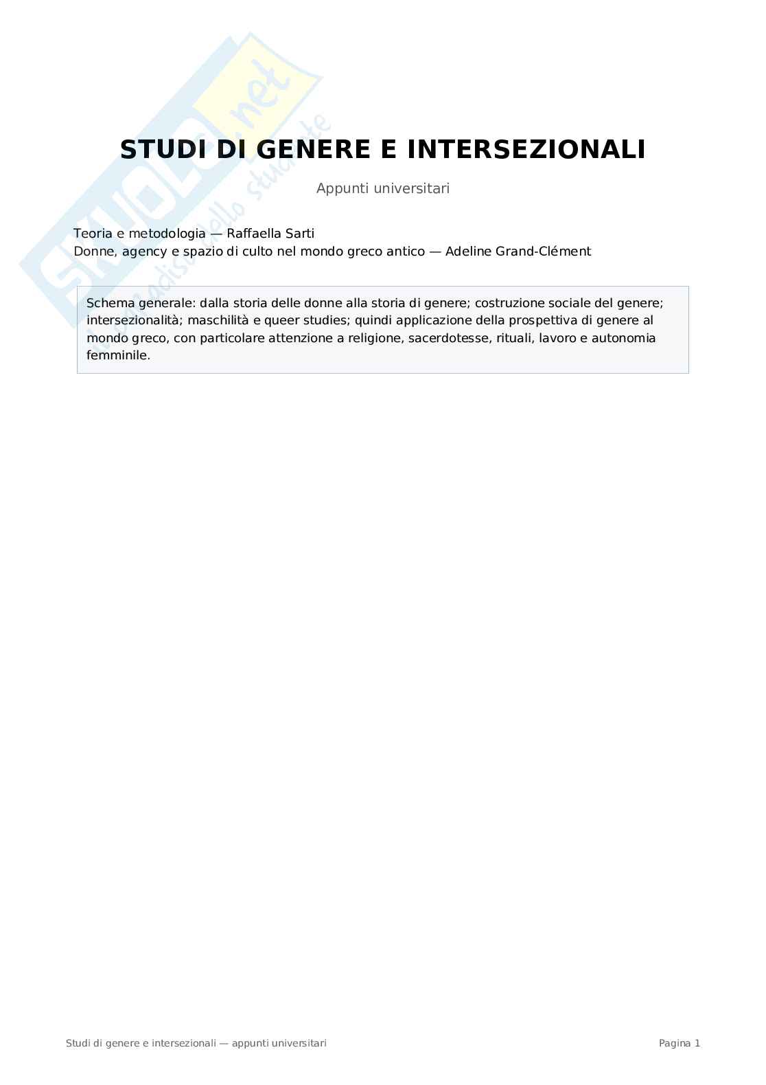 Appunti Studi di genere ed intersezionali Pag. 1