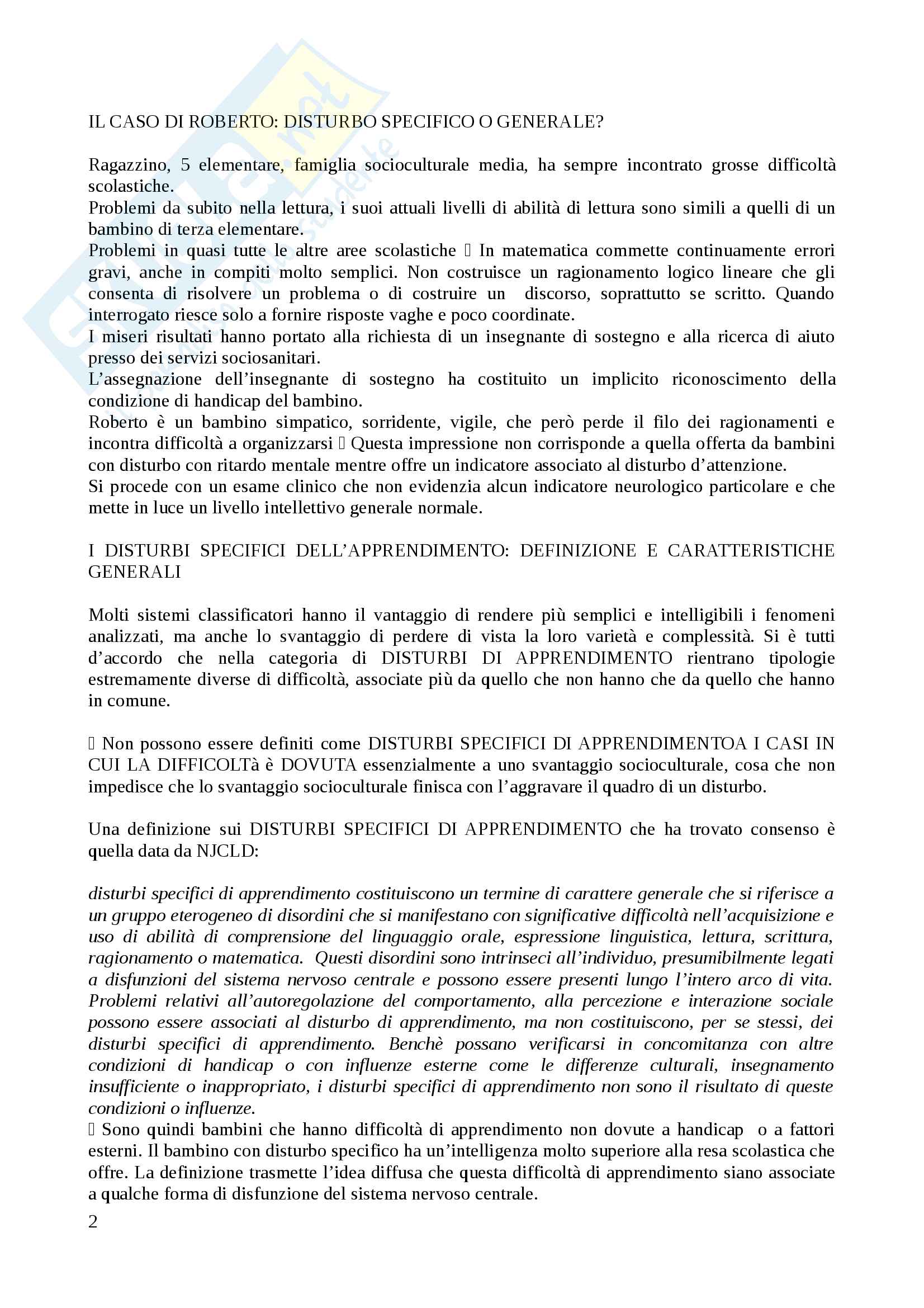 Riassunto esame Metodi e tecniche dei processi di apprendimento, docente Giorgietti, libro consigliato Difficoltà e disturbi dell' apprendimento, Cornoldi Pag. 2