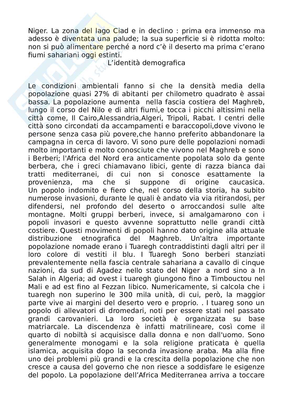 Il continente africano: l’Africa del Nord Pag. 2