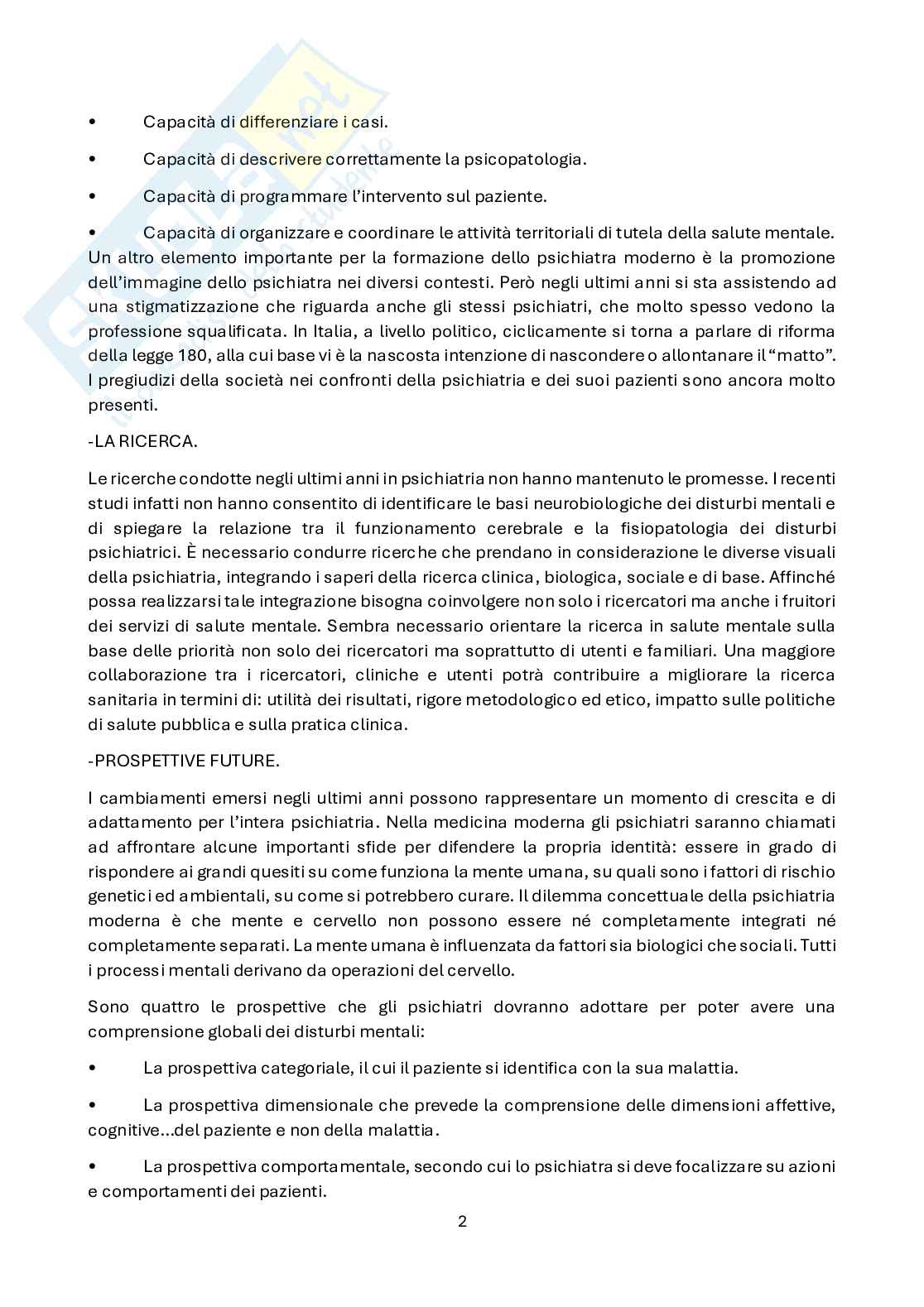 Riassunto esame Psichiatria e psicopatologia, Prof. Barlattani Tommaso, libro consigliato Manuale di psichiatria, Siracusano Pag. 2