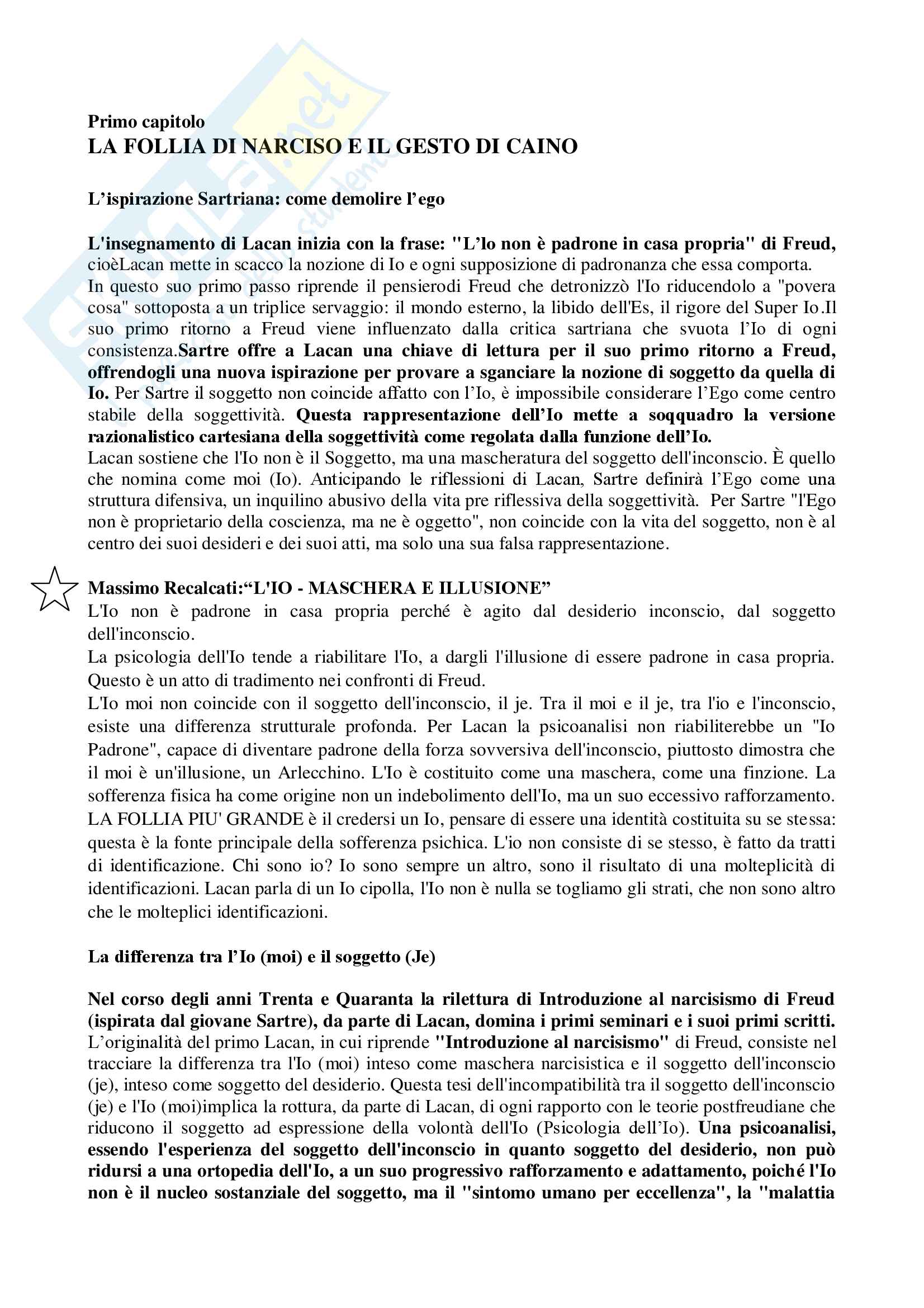 Riassunto esame Psicologia della devianza, Prof. Lo Castro, testo consigliato Massimo Recalcati -Jacques Lacan: desiderio, godimento e soggettivazione Pag. 2