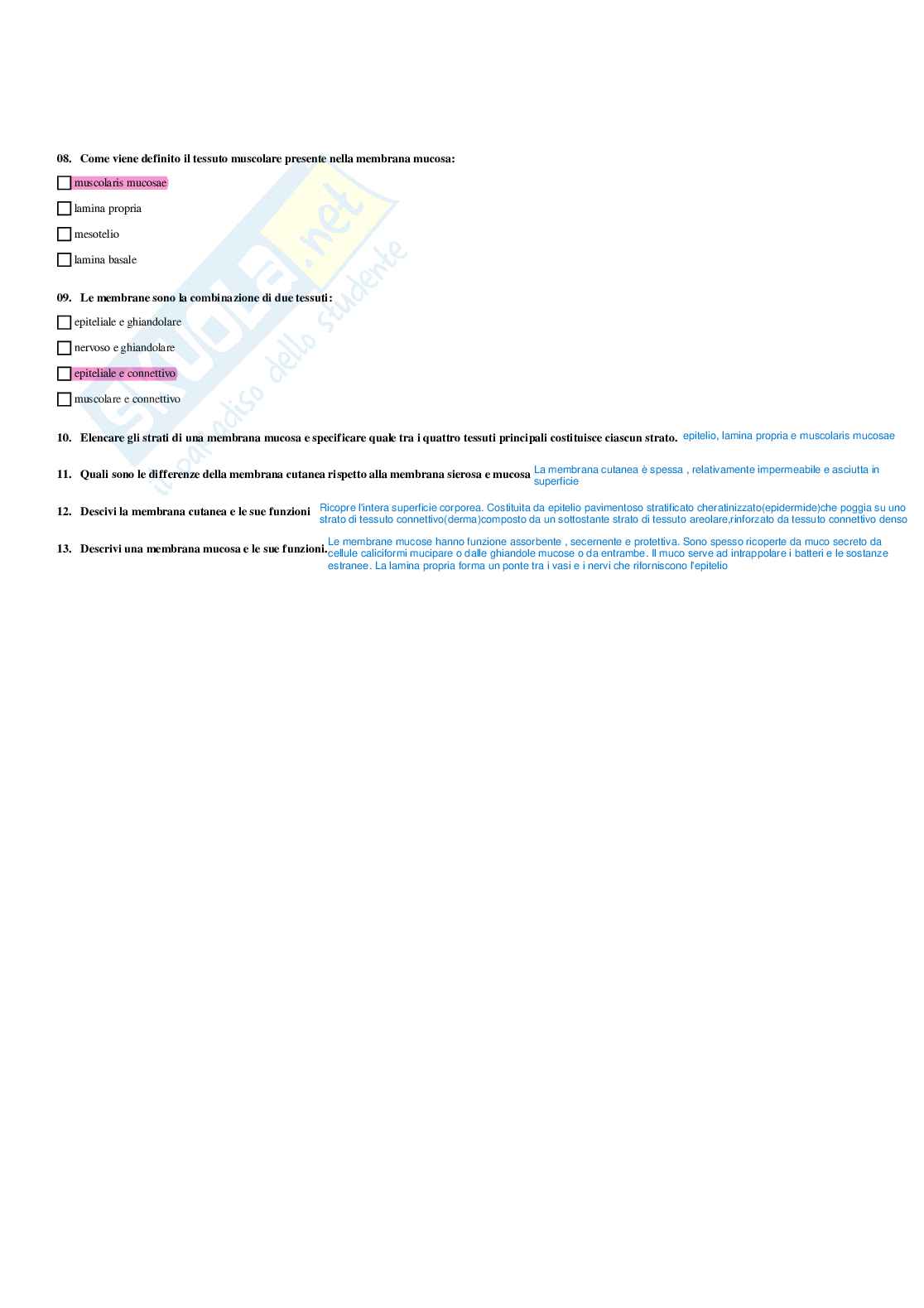 Paniere Anatomia umana - Risposte multiple - aggiornato (2026) Pag. 16