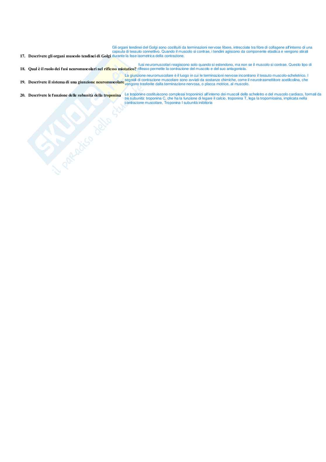 Paniere Anatomia umana - Risposte multiple - aggiornato (2026) Pag. 21