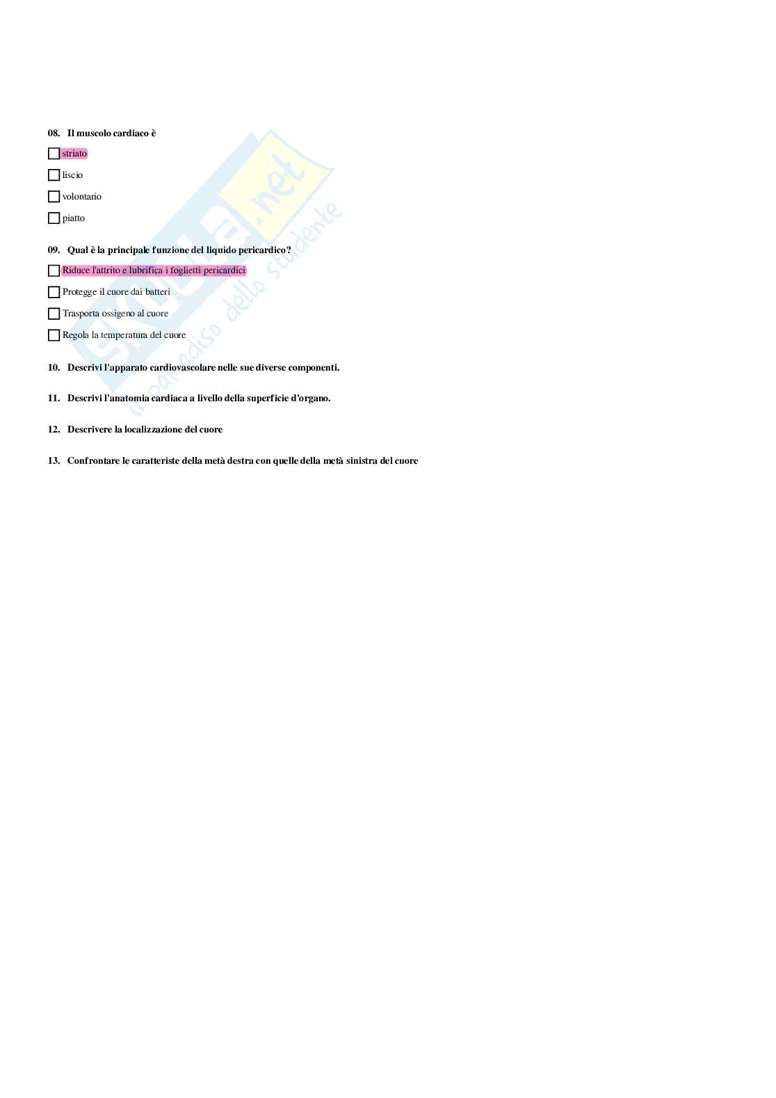 Paniere Anatomia umana - Risposte multiple - aggiornato (2026) Pag. 26