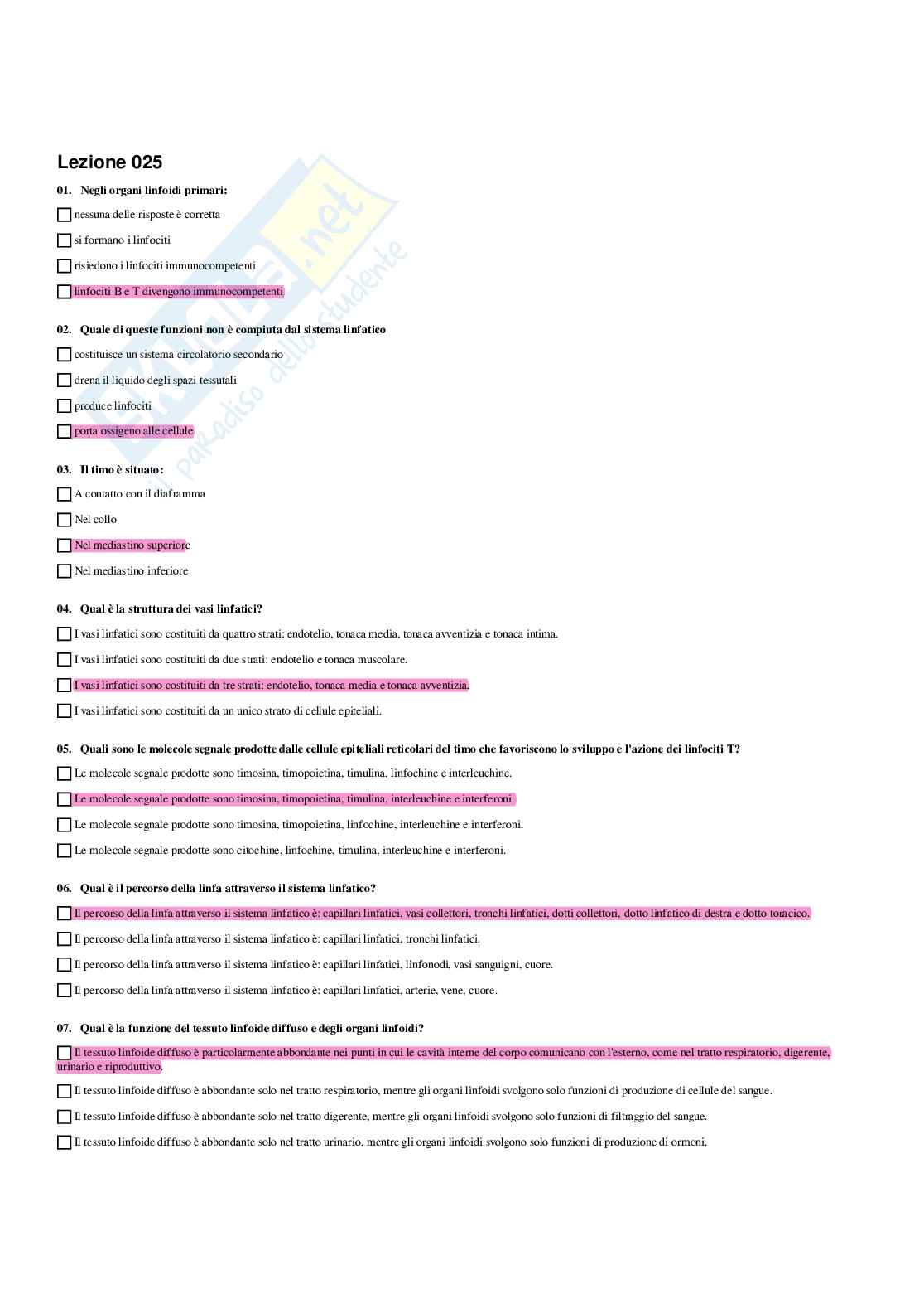 Paniere Anatomia umana - Risposte multiple - aggiornato (2026) Pag. 36