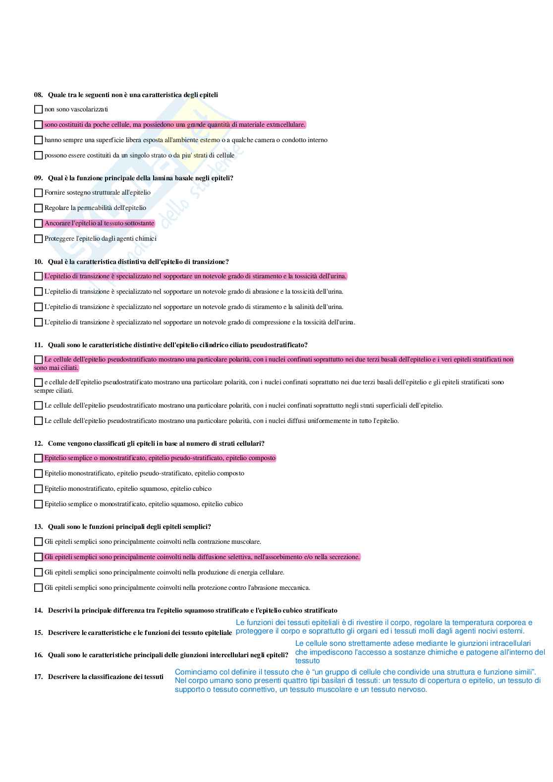 Paniere Anatomia umana - Risposte multiple - aggiornato (2026) Pag. 6